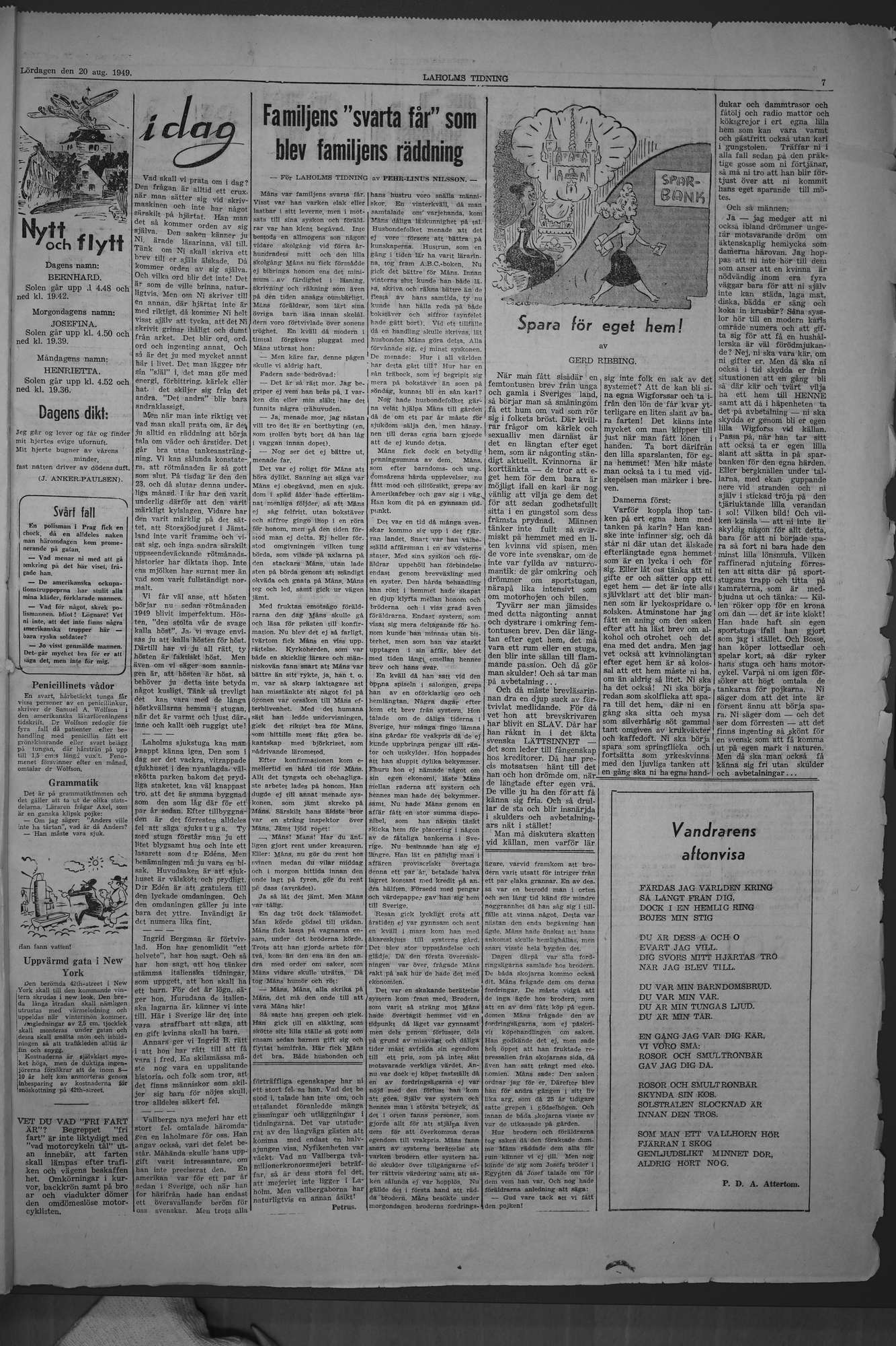 Laholms Tidning Lördag 20 augusti 1949, sida 7