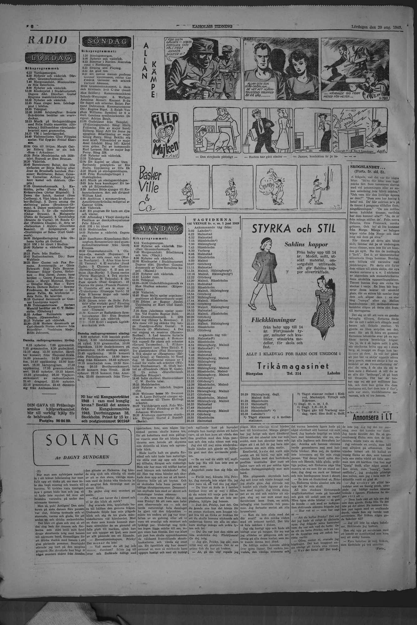 Laholms Tidning Lördag 20 augusti 1949, sida 8