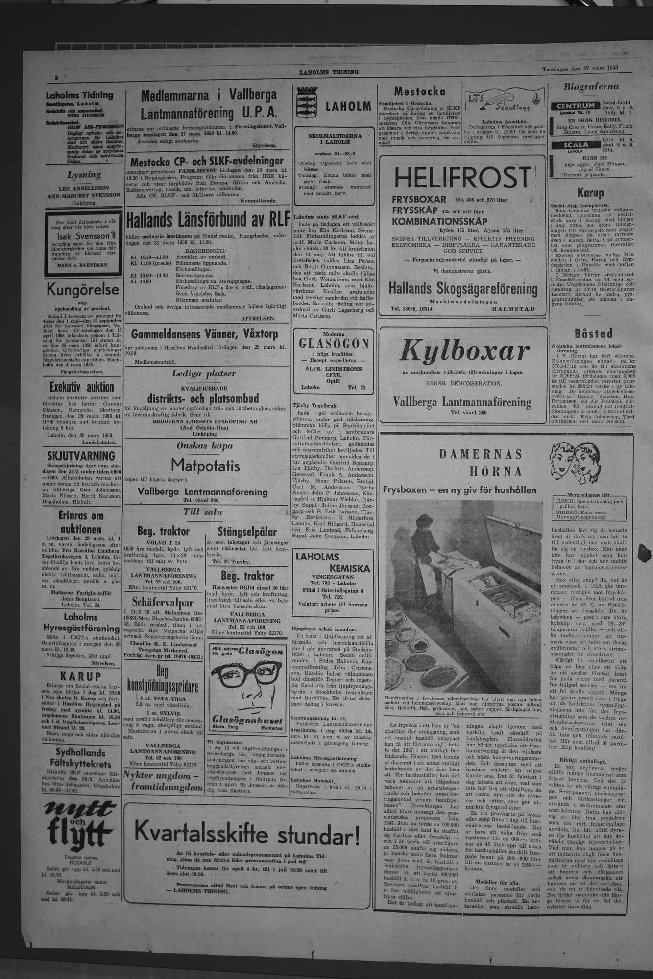 Laholms Tidning Torsdag 27 mars 1958, sida 2