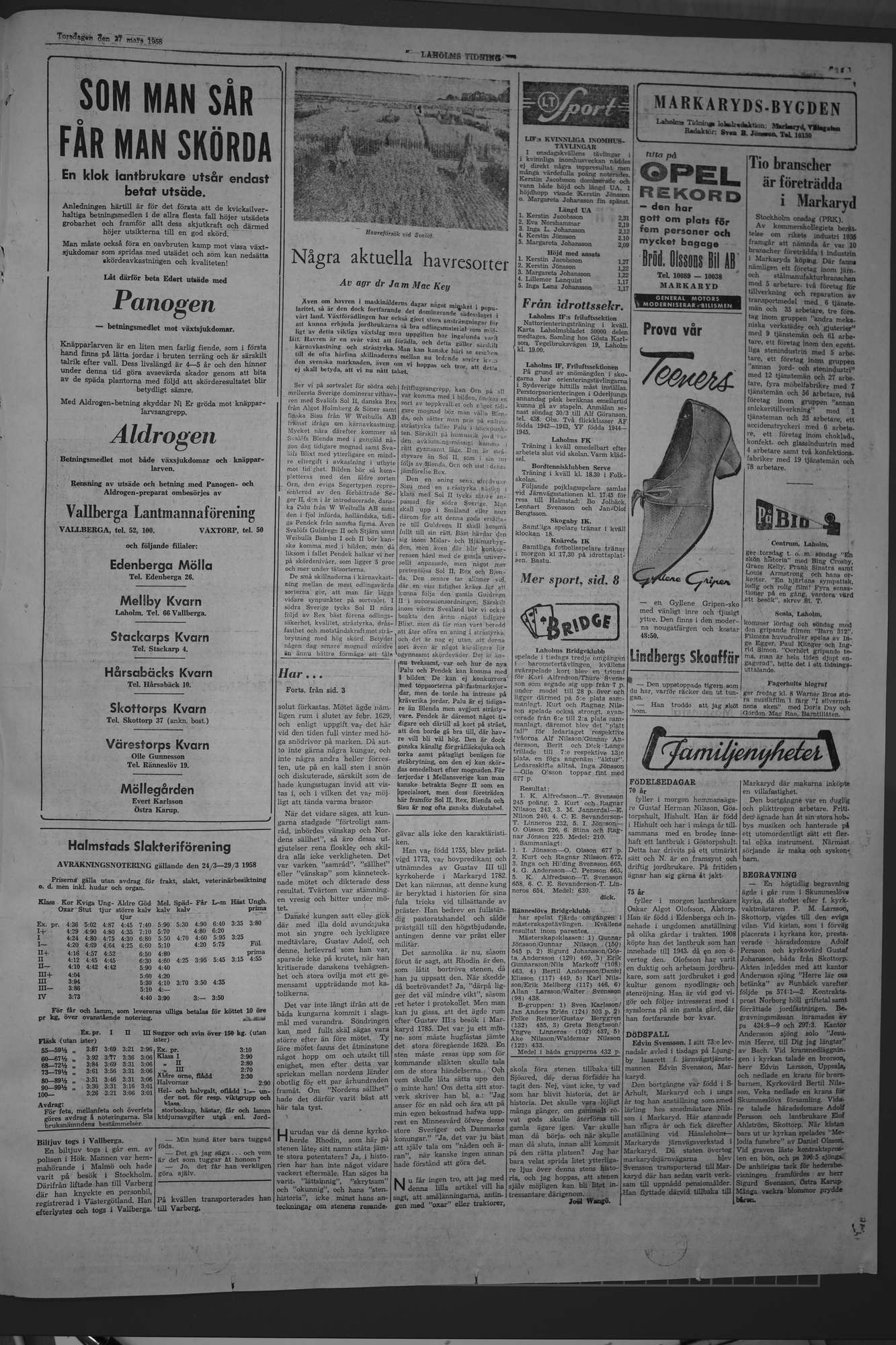 Laholms Tidning Torsdag 27 mars 1958, sida 5