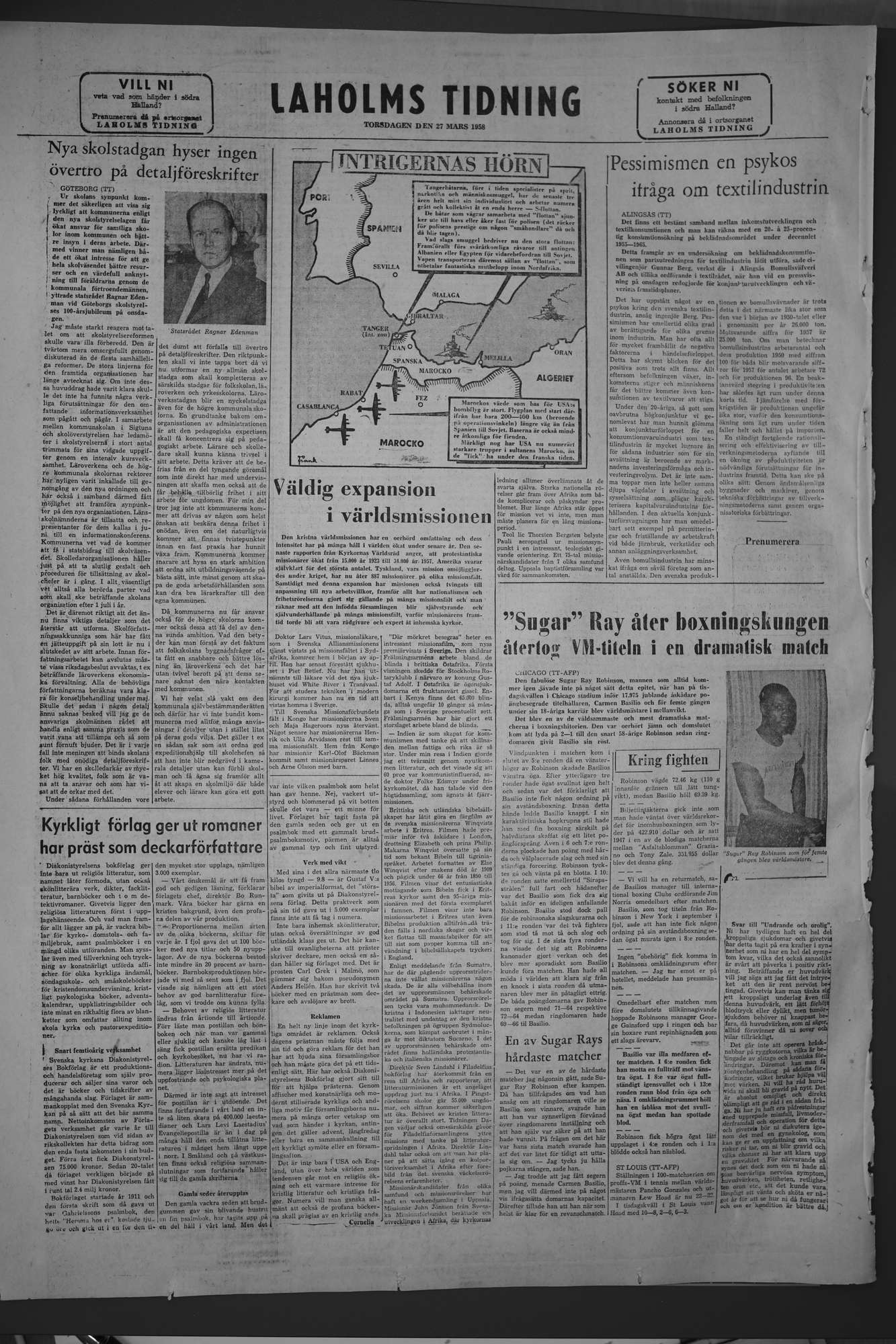 Laholms Tidning Torsdag 27 mars 1958, sida 8
