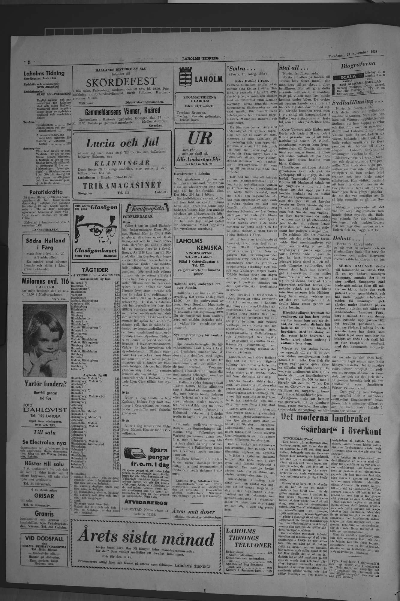 Laholms Tidning Torsdag 27 november 1958, sida 2