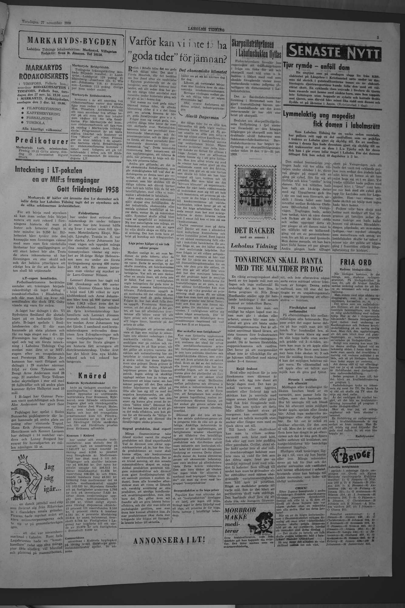 Laholms Tidning Torsdag 27 november 1958, sida 3