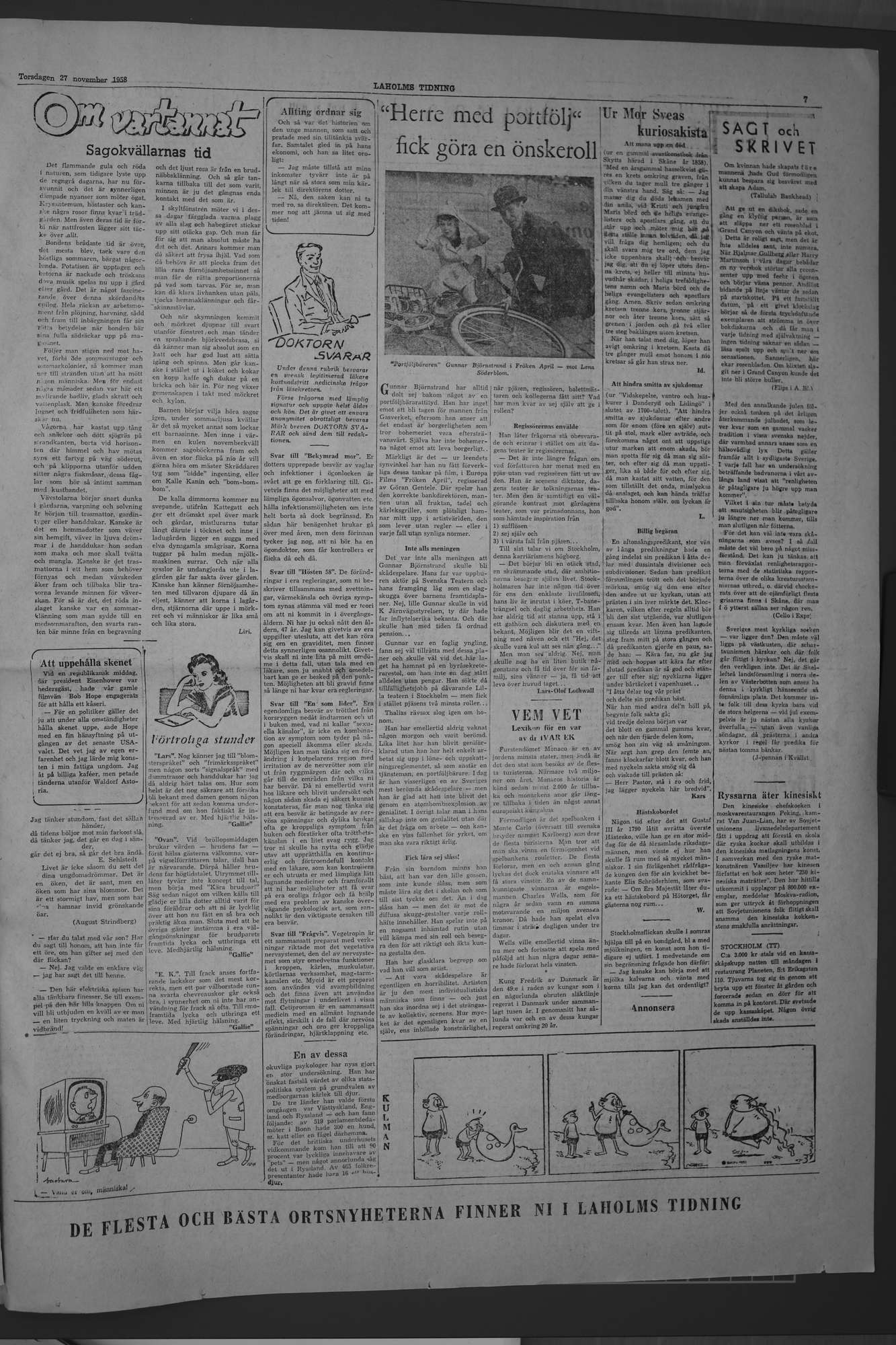 Laholms Tidning Torsdag 27 november 1958, sida 7