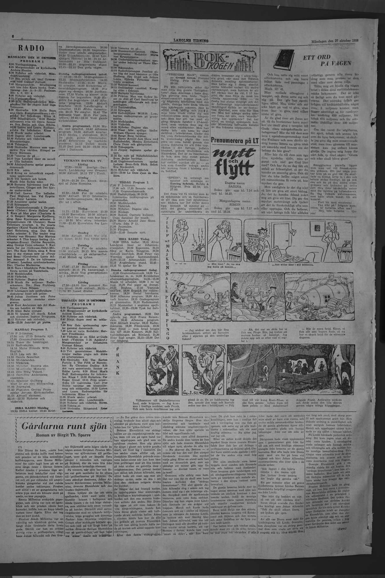 Laholms Tidning Måndag 27 oktober 1958, sida 6