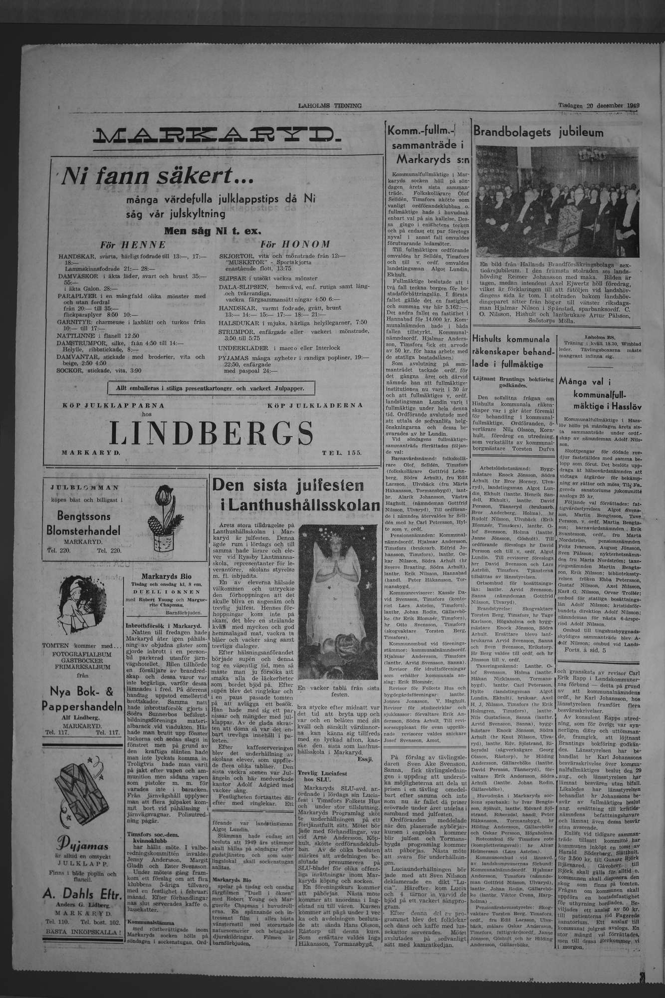Laholms Tidning Tisdag 20 december 1949, sida 4