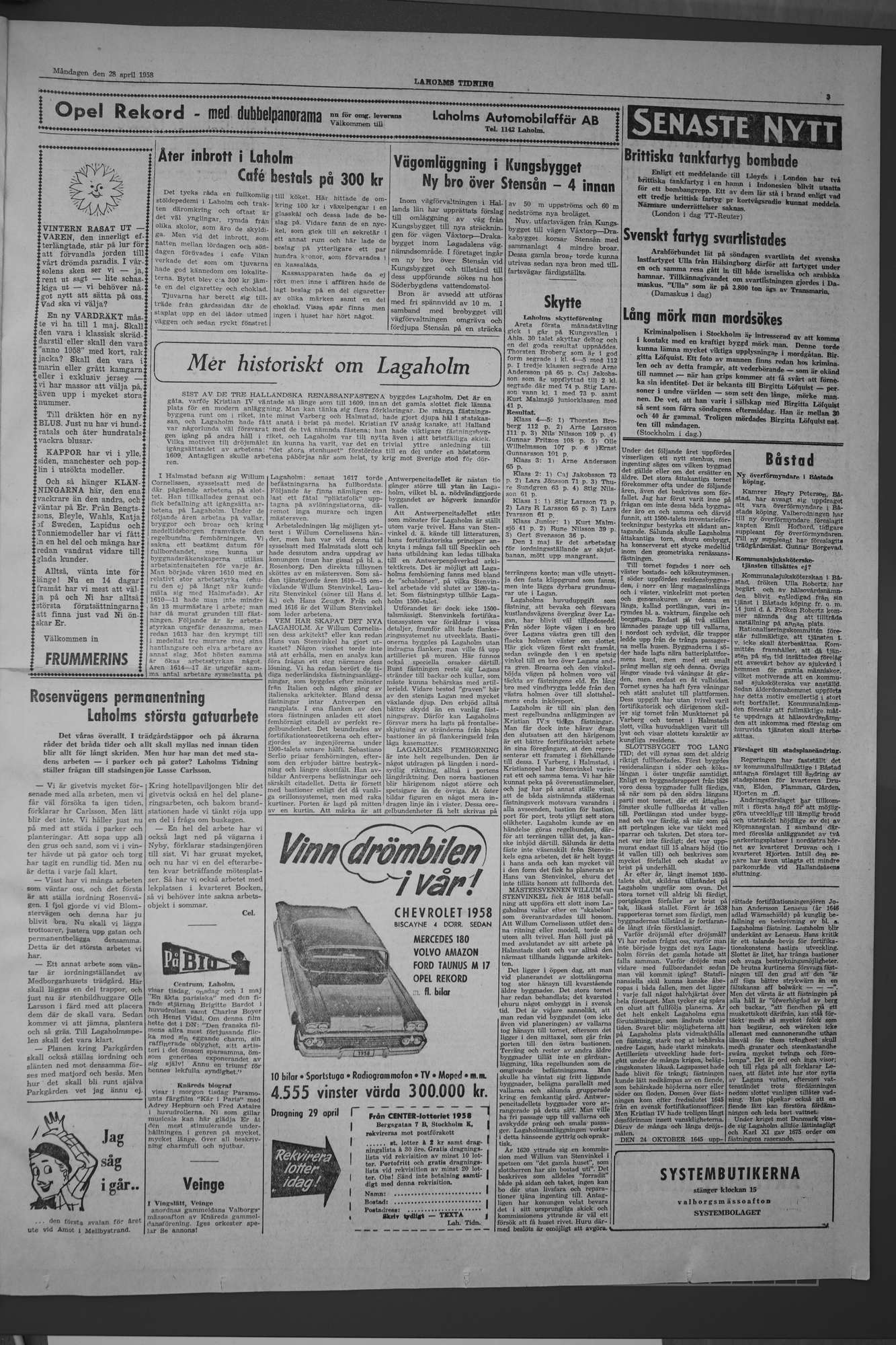 Laholms Tidning Måndag 28 april 1958, sida 3