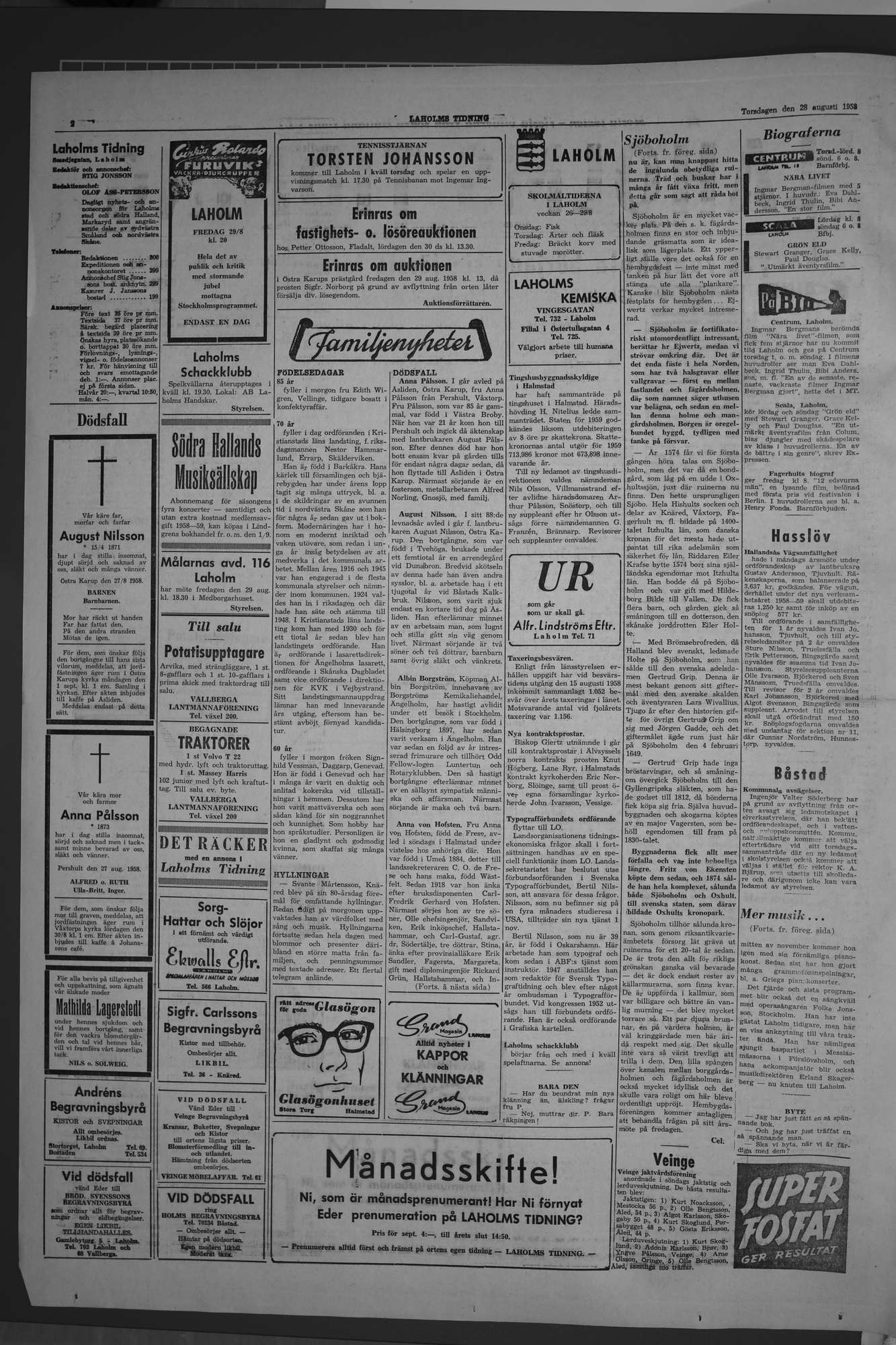Laholms Tidning Torsdag 28 augusti 1958, sida 2