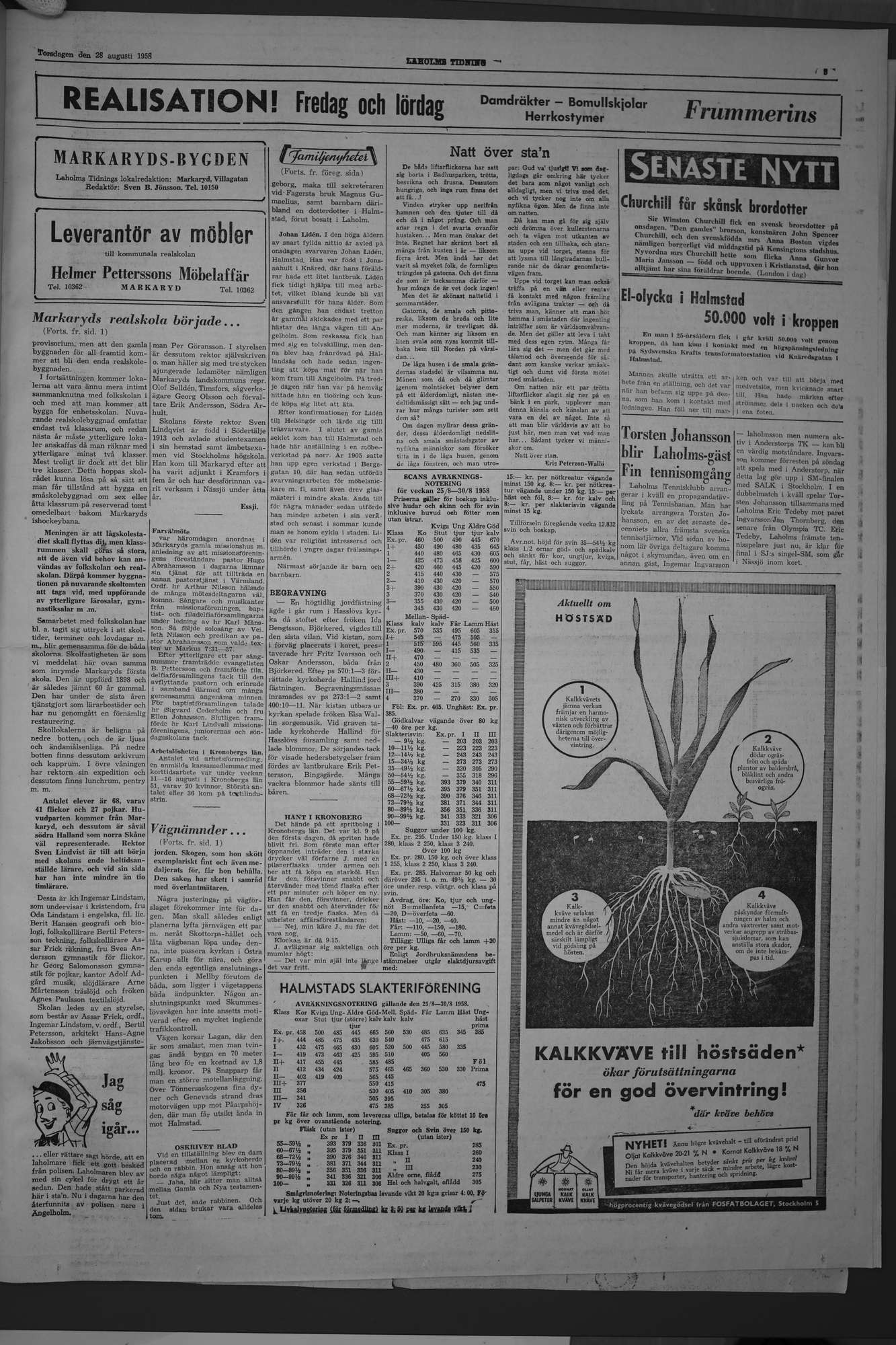 Laholms Tidning Torsdag 28 augusti 1958, sida 3