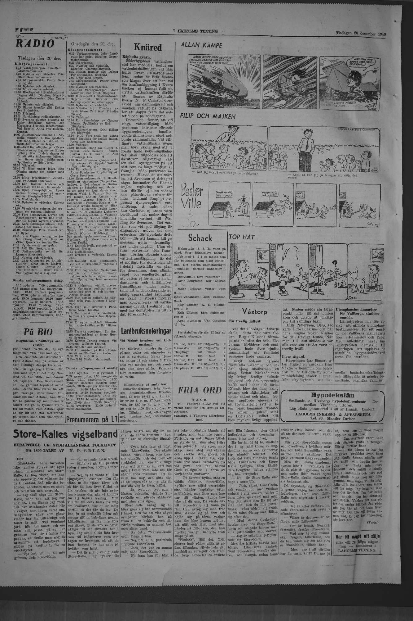 Laholms Tidning Tisdag 20 december 1949, sida 6
