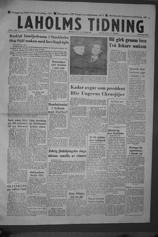 Förstasidan, Tisdag 28 januari 1958