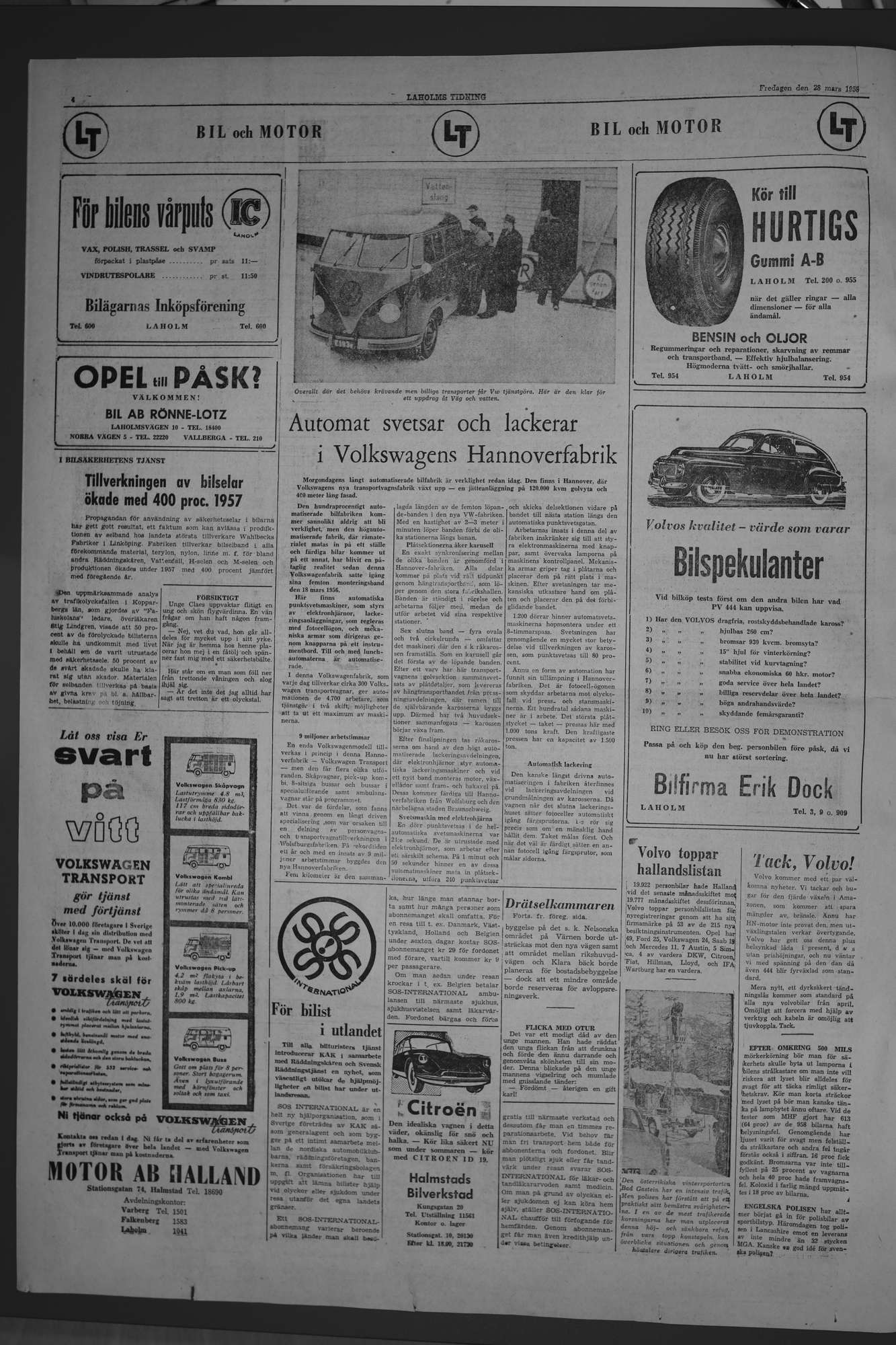 Laholms Tidning Fredag 28 mars 1958, sida 4