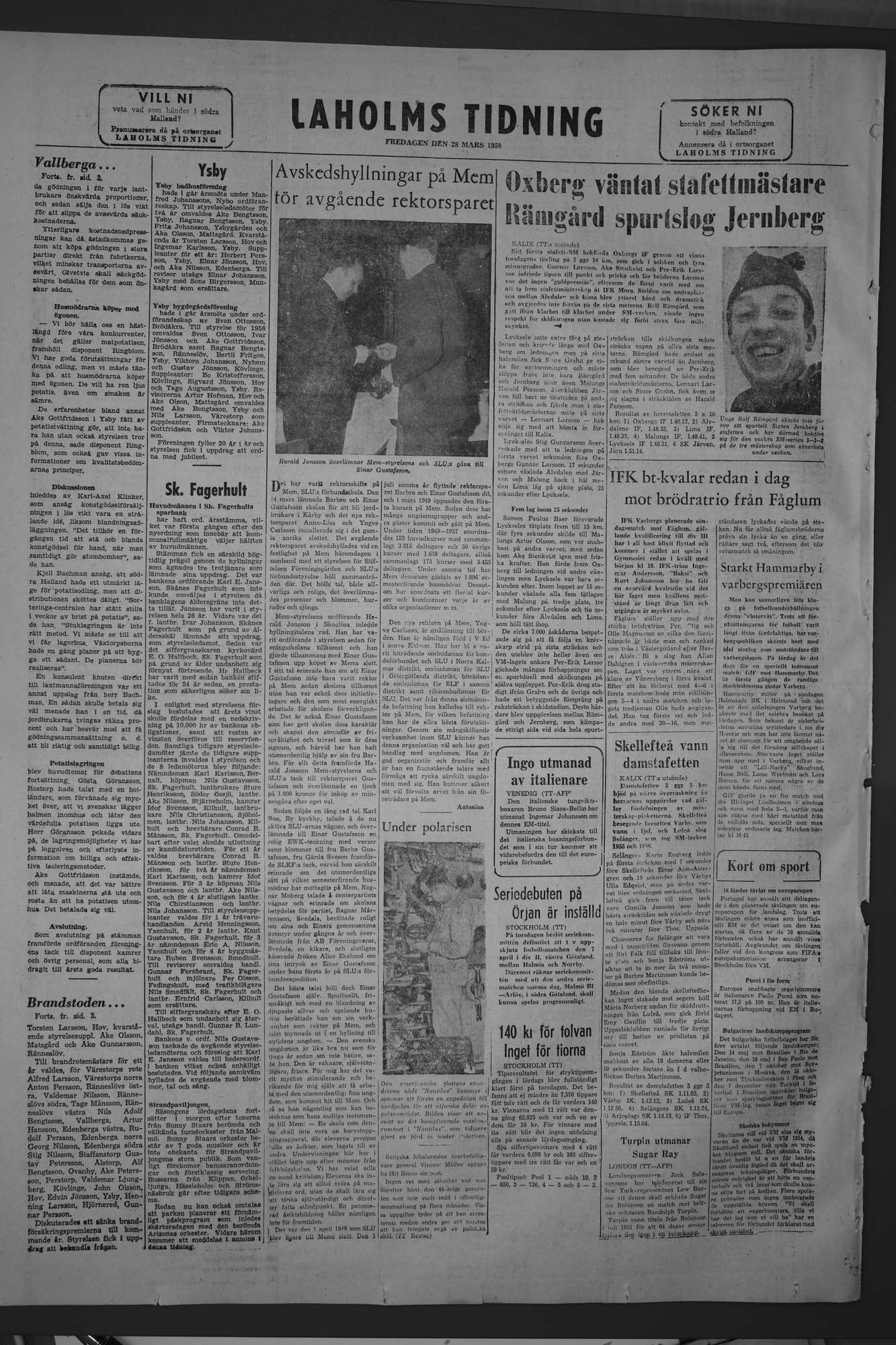 Laholms Tidning Fredag 28 mars 1958, sida 8