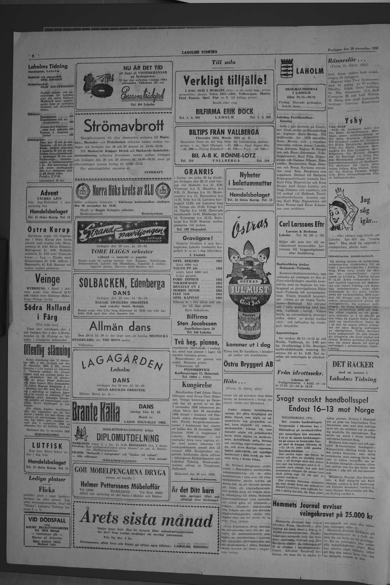 Laholms Tidning Fredag 28 november 1958, sida 2