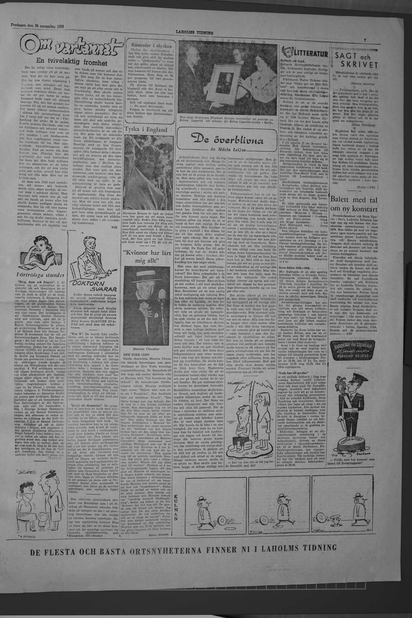 Laholms Tidning Fredag 28 november 1958, sida 7