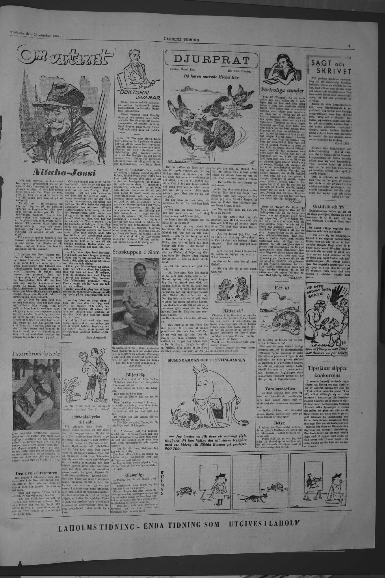 Laholms Tidning Tisdag 28 oktober 1958, sida 7
