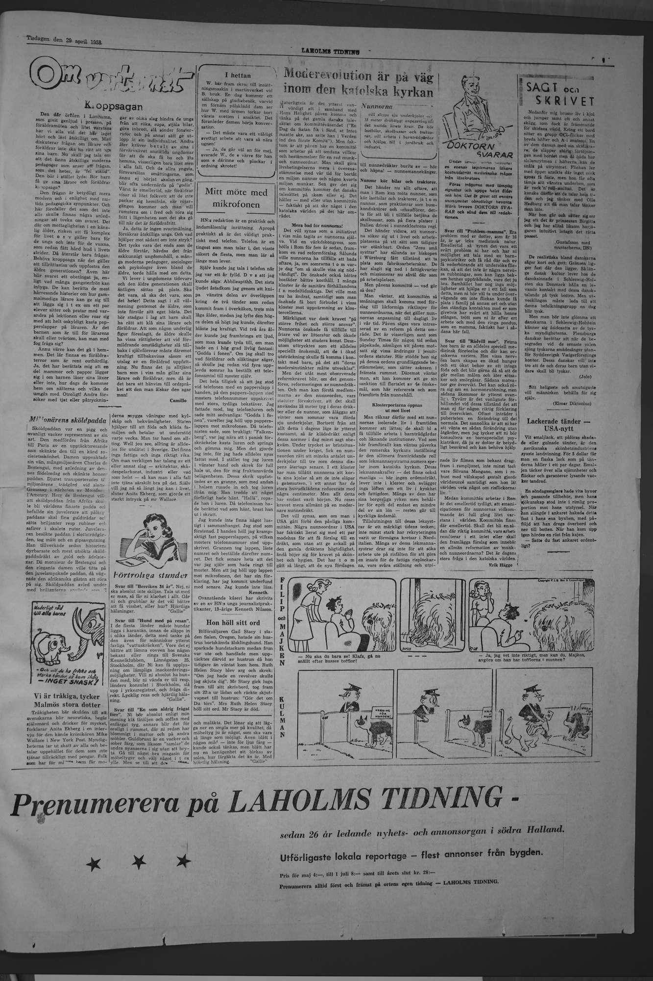 Laholms Tidning Tisdag 29 april 1958, sida 7