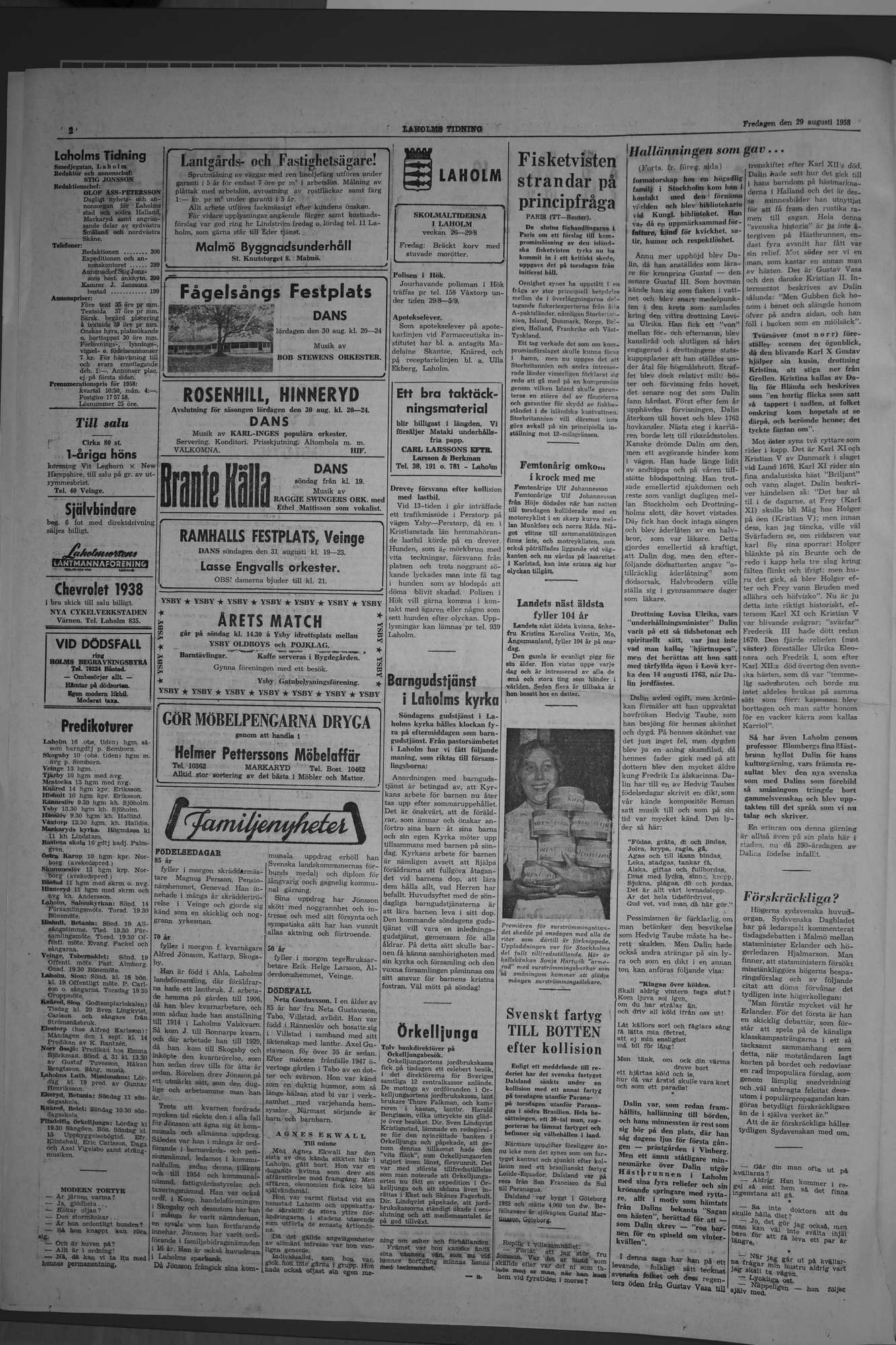 Laholms Tidning Fredag 29 augusti 1958, sida 2