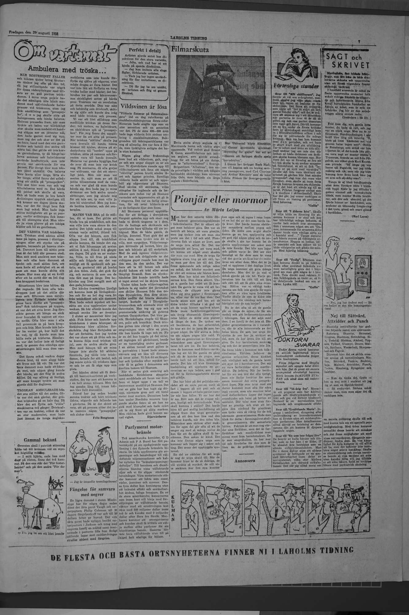 Laholms Tidning Fredag 29 augusti 1958, sida 7