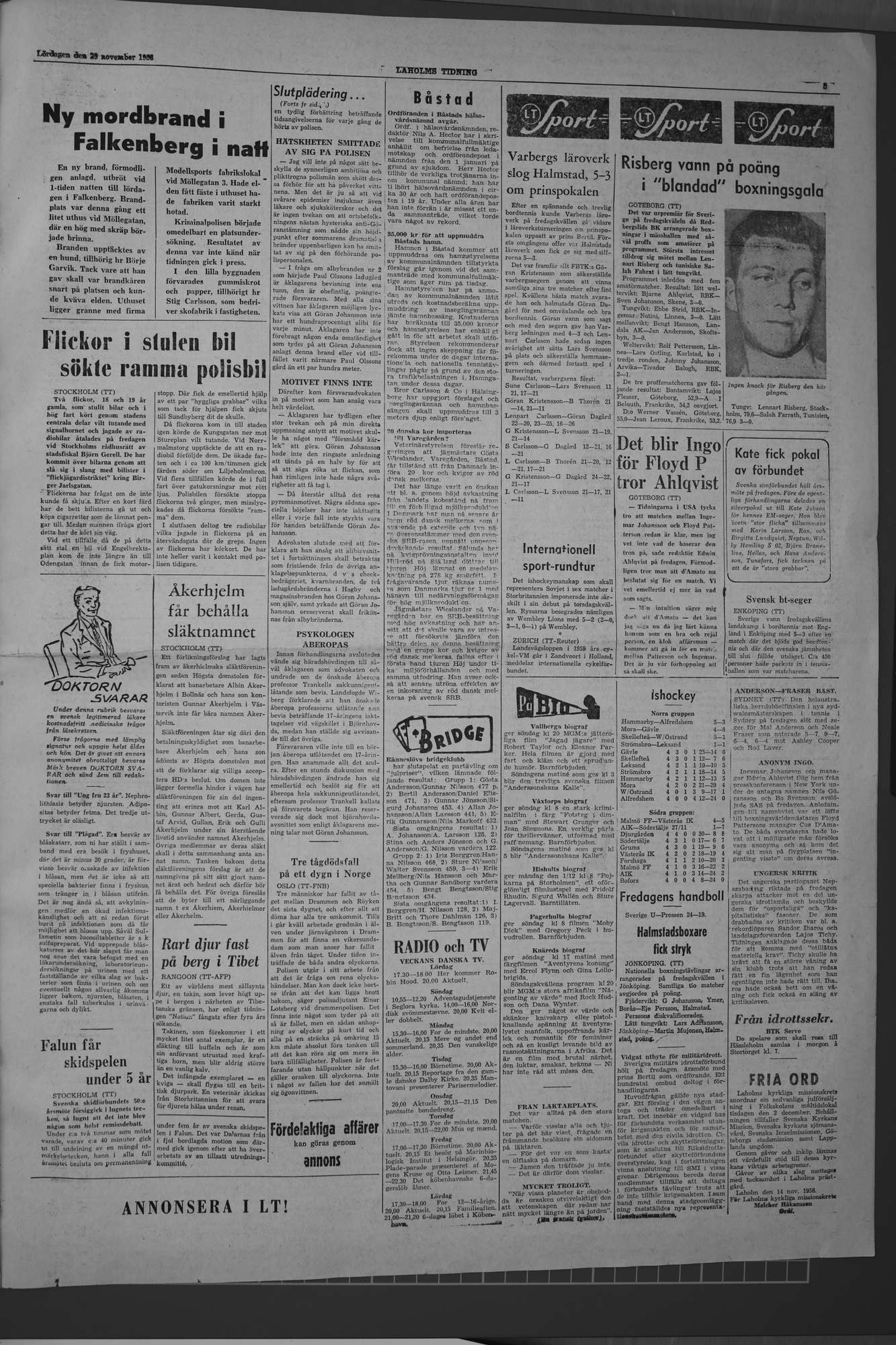 Laholms Tidning Lördag 29 november 1958, sida 5