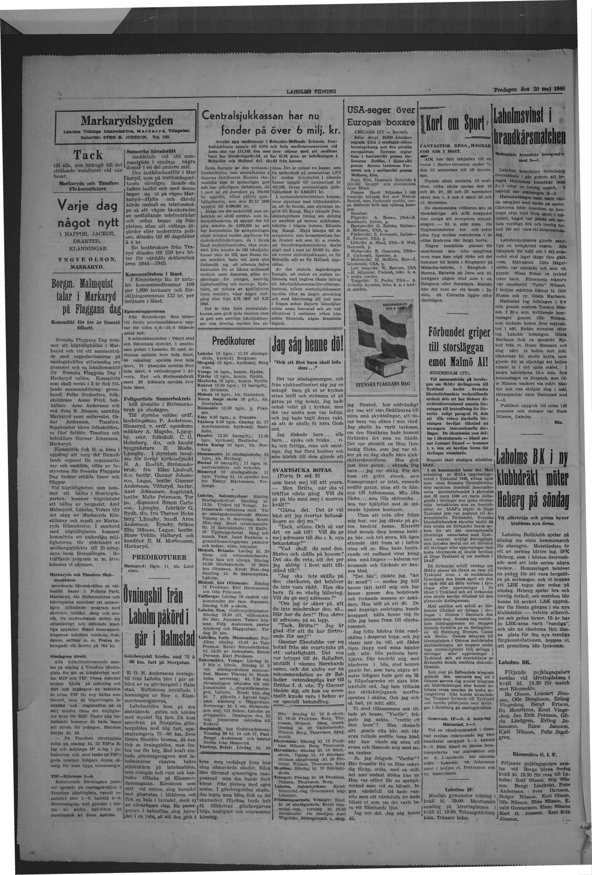 Laholms Tidning Fredag 20 maj 1949, sida 4