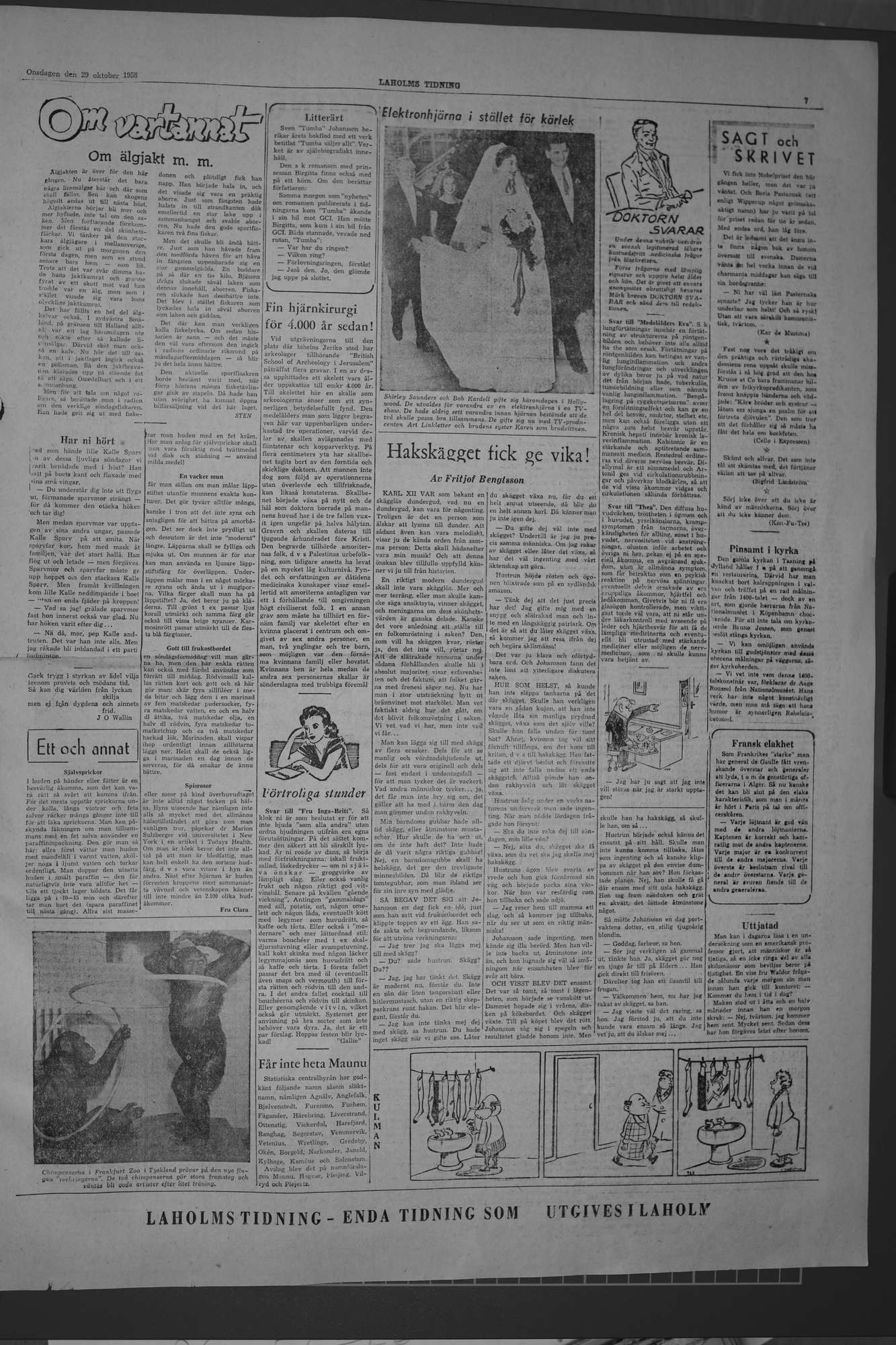 Laholms Tidning Onsdag 29 oktober 1958, sida 7
