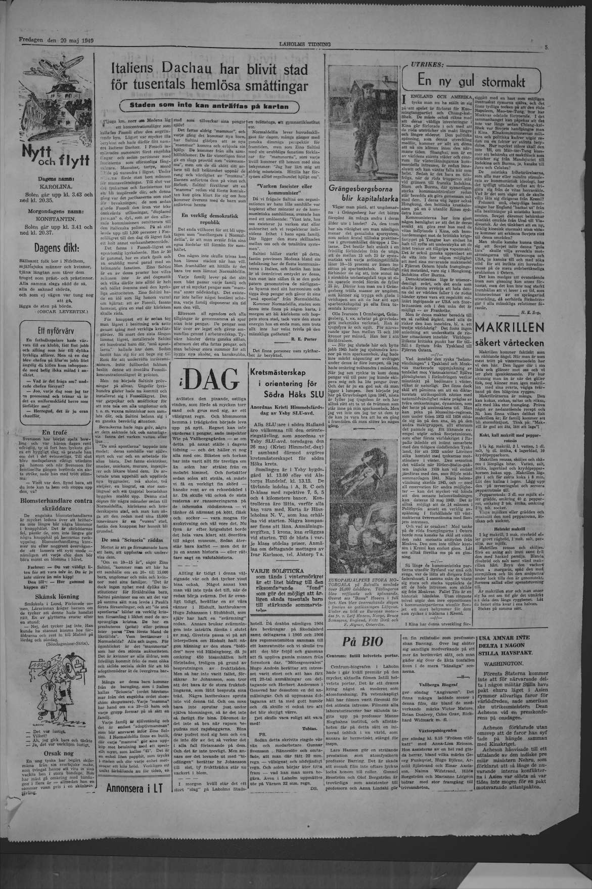 Laholms Tidning Fredag 20 maj 1949, sida 5