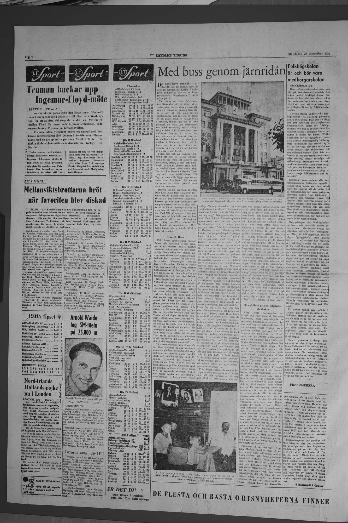 Laholms Tidning Måndag 29 september 1958, sida 4