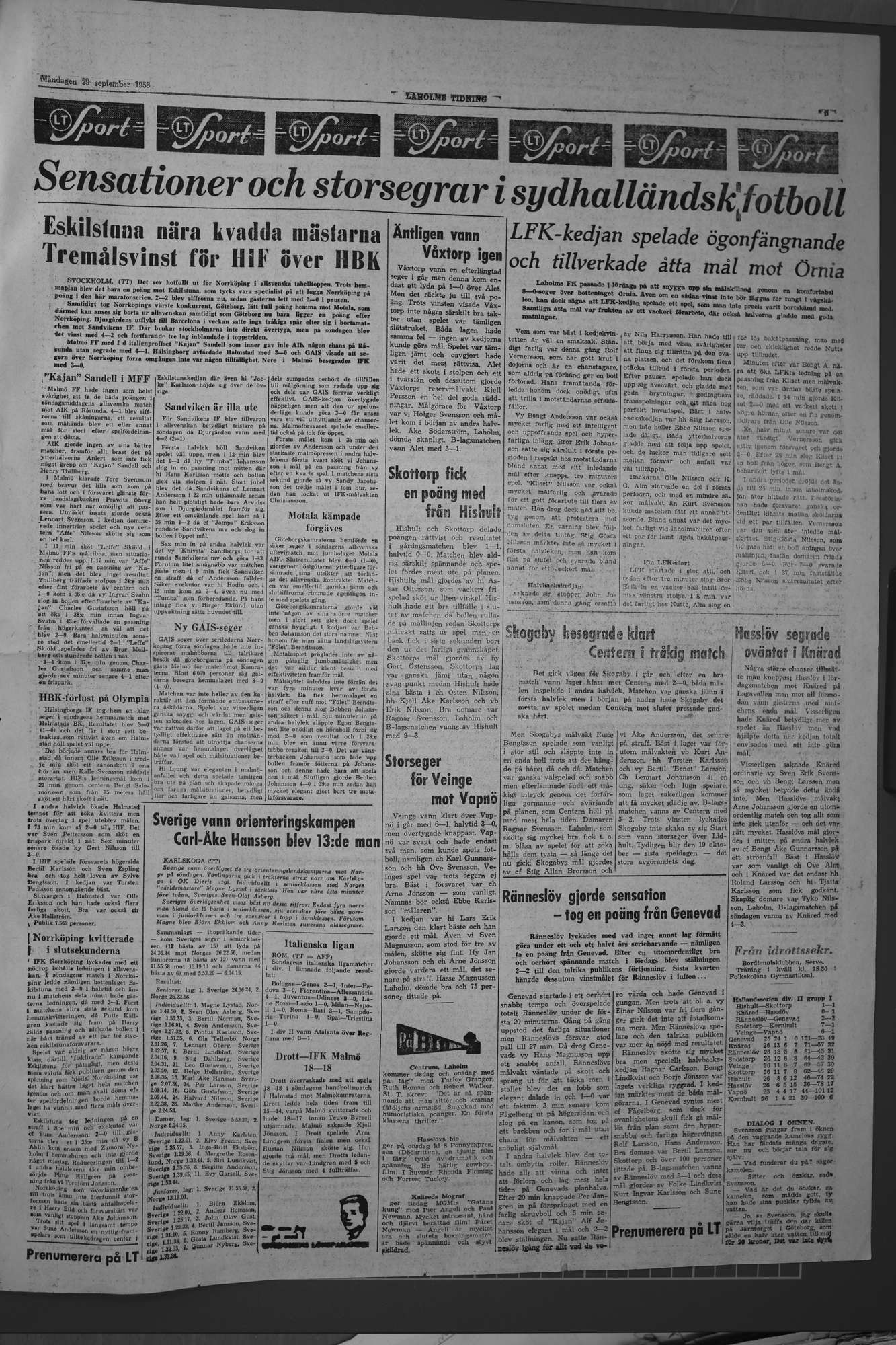 Laholms Tidning Måndag 29 september 1958, sida 5