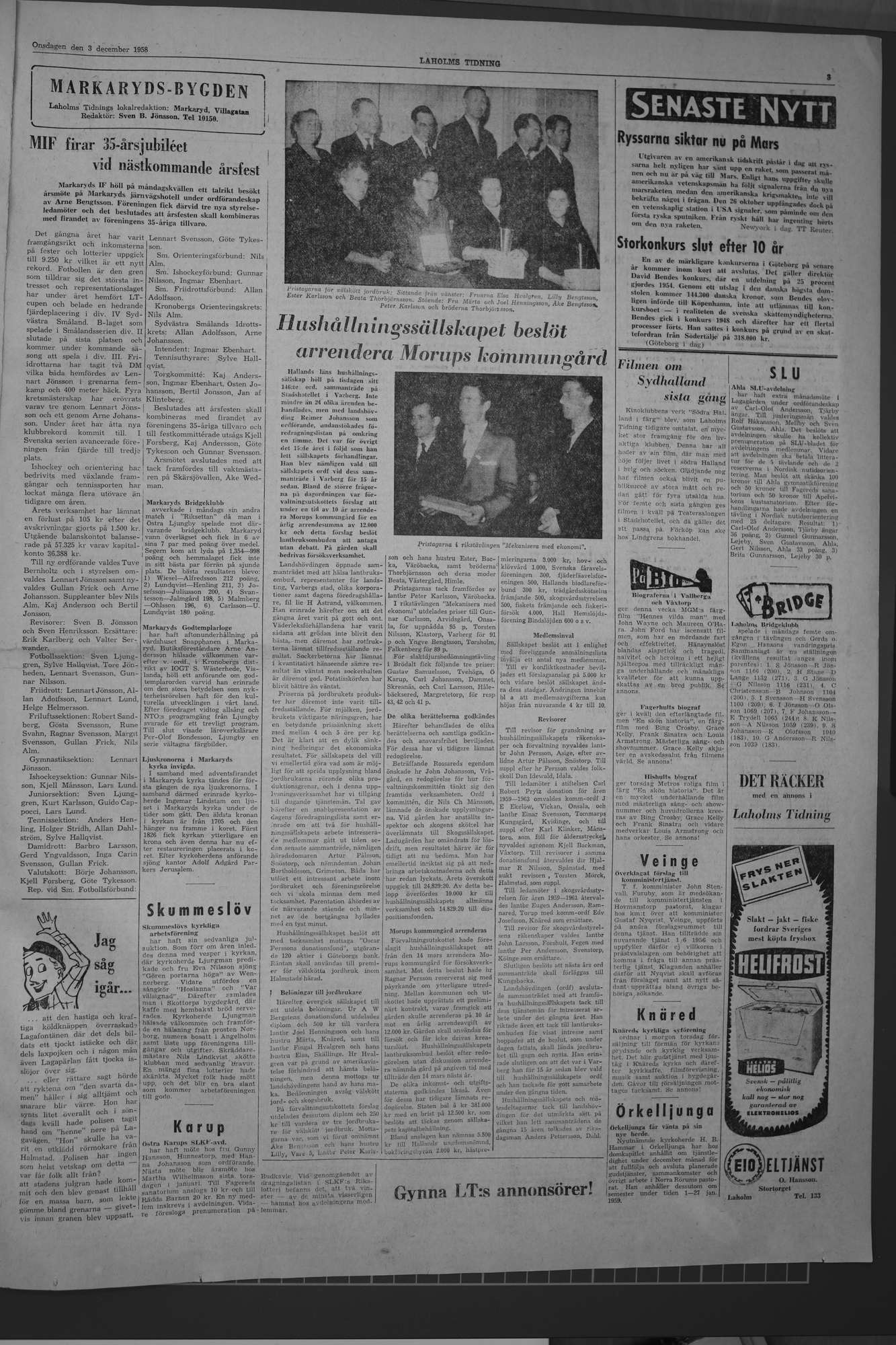 Laholms Tidning Onsdag 3 december 1958, sida 3