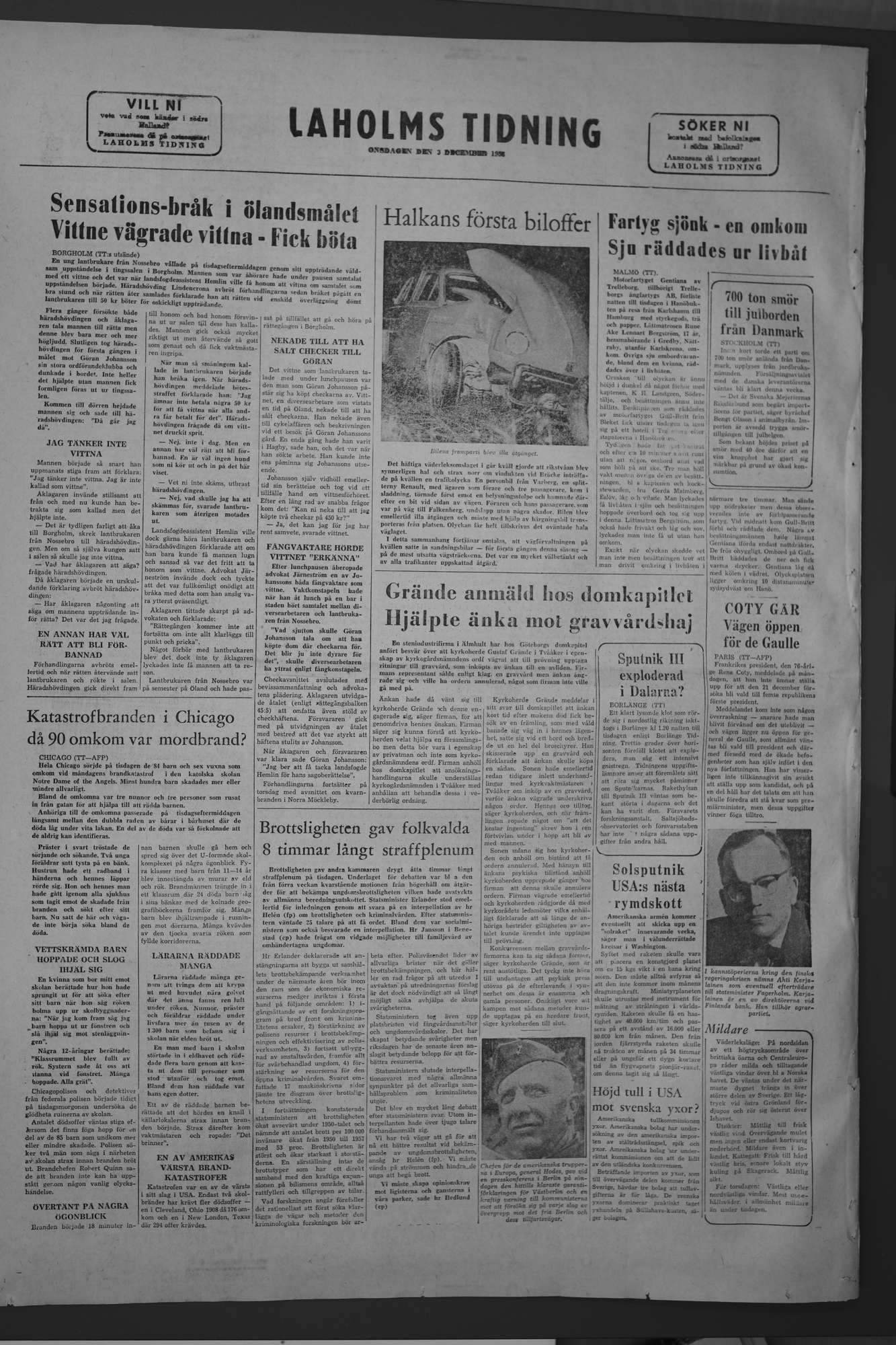Laholms Tidning Onsdag 3 december 1958, sida 8