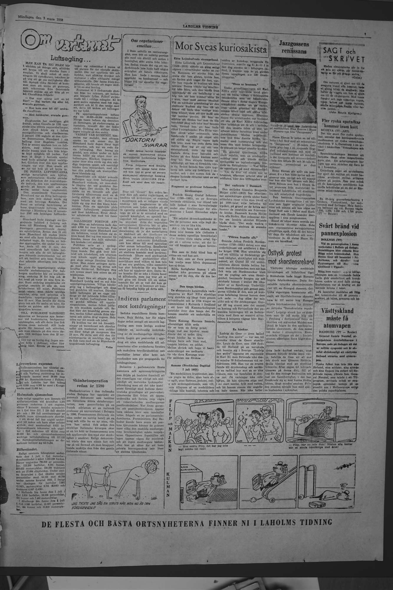 Laholms Tidning Måndag 3 mars 1958, sida 7