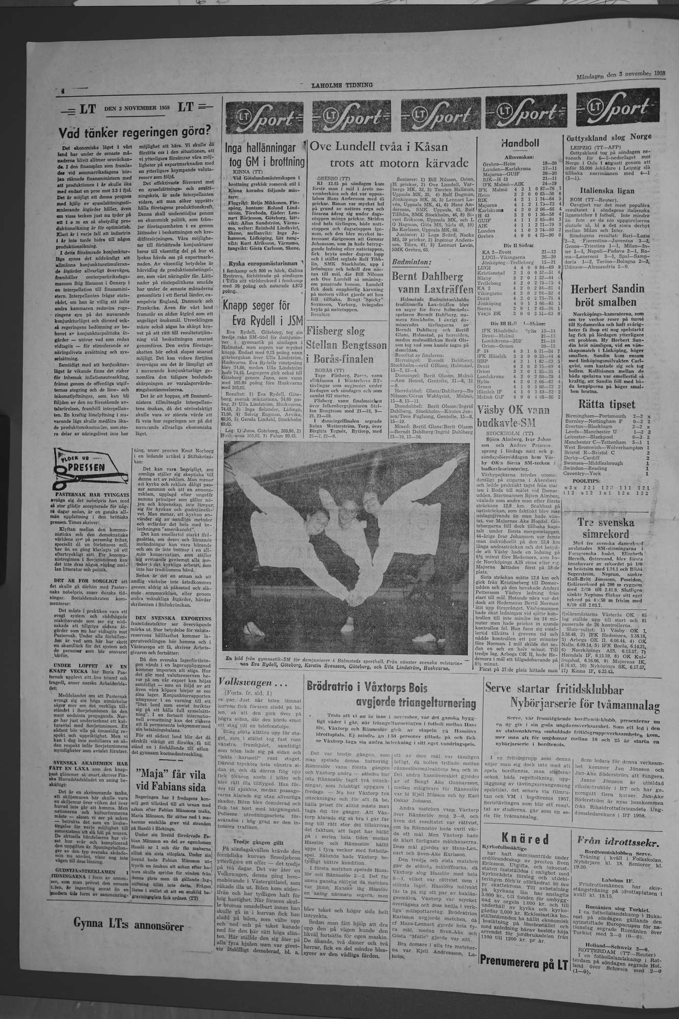 Laholms Tidning Måndag 3 november 1958, sida 4