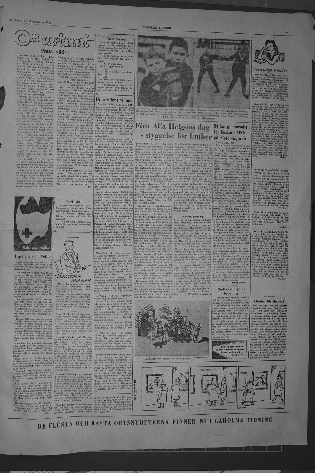 Laholms Tidning Måndag 3 november 1958, sida 7