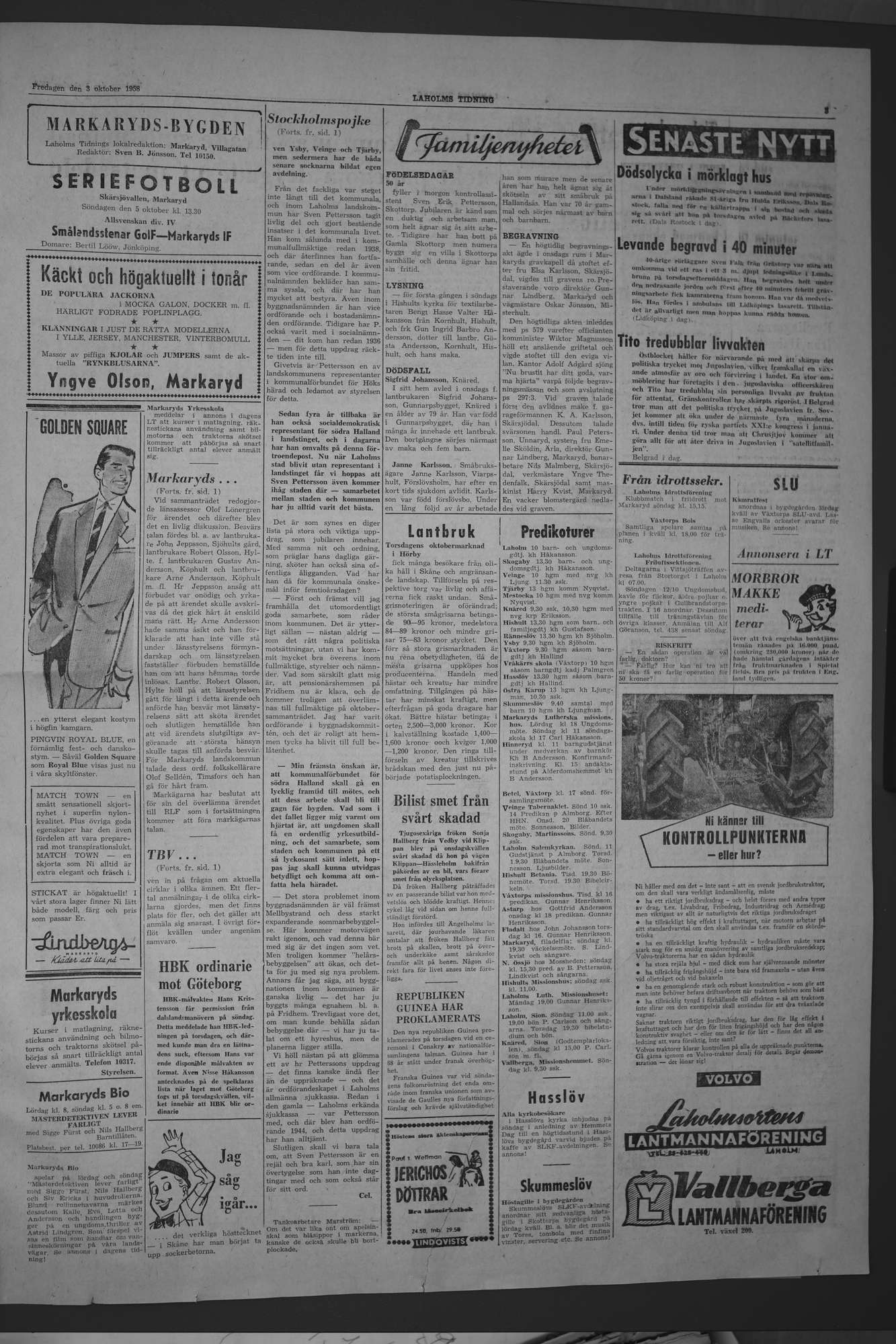 Laholms Tidning Fredag 3 oktober 1958, sida 3