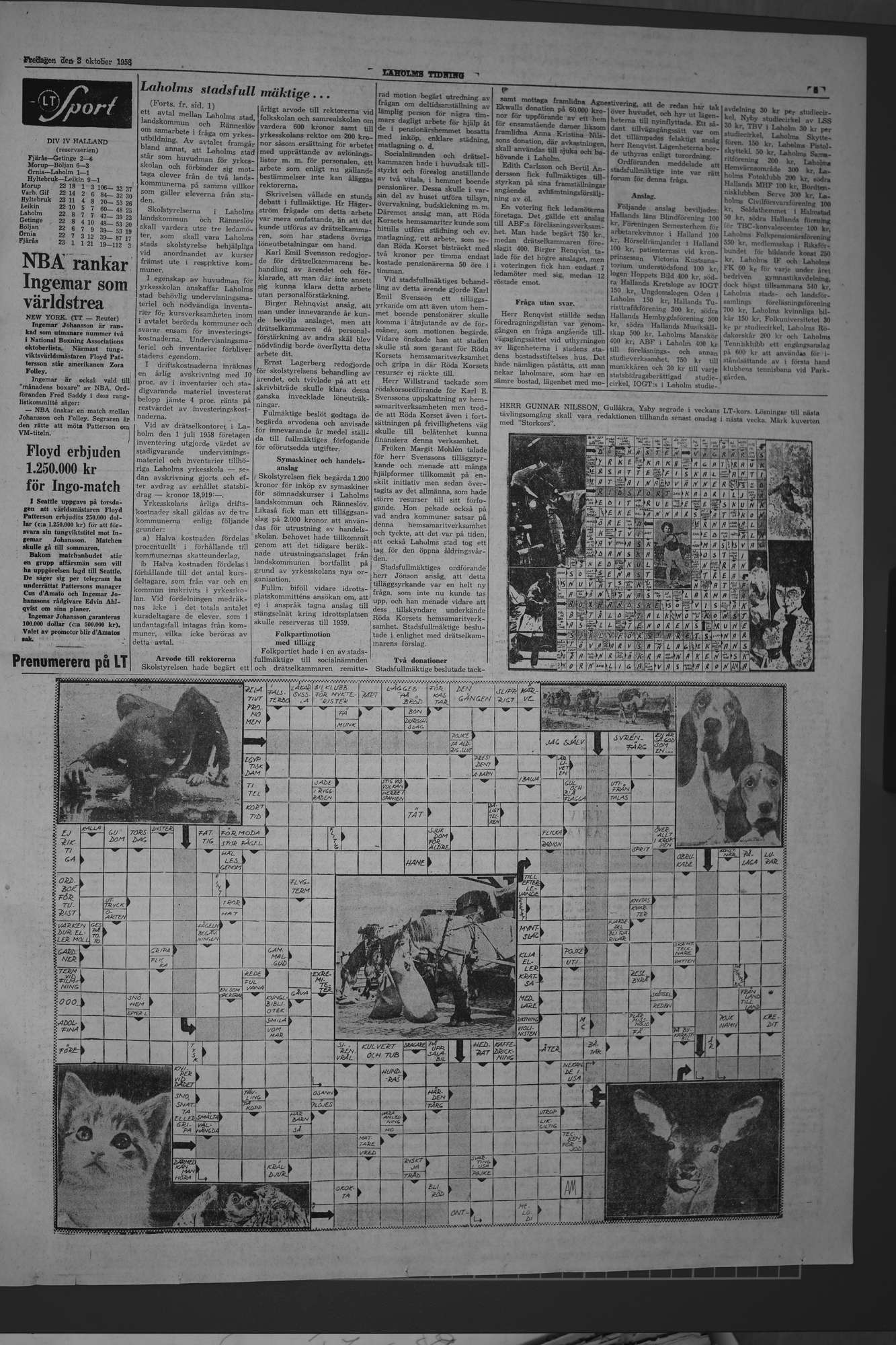 Laholms Tidning Fredag 3 oktober 1958, sida 5