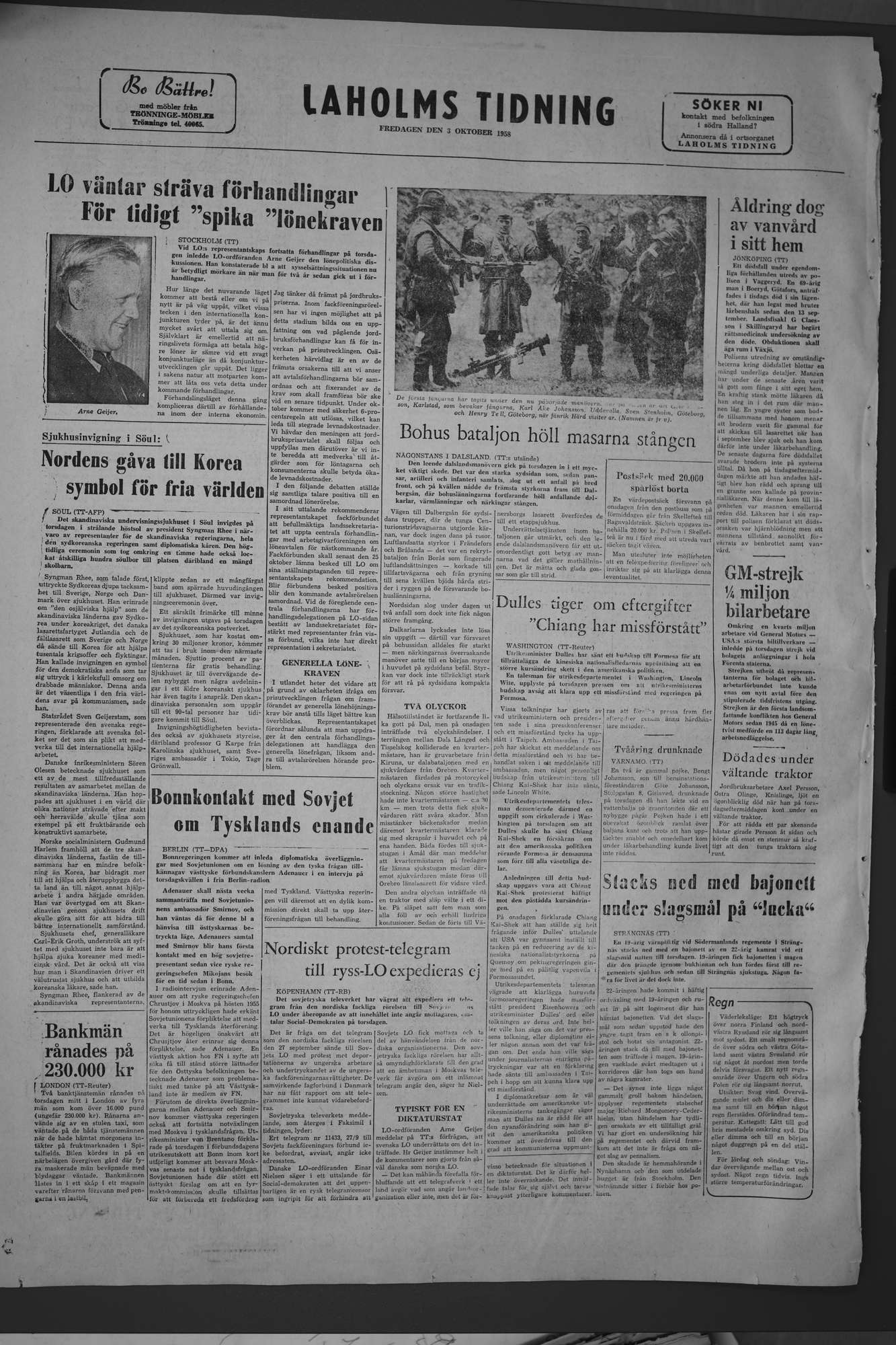 Laholms Tidning Fredag 3 oktober 1958, sida 8