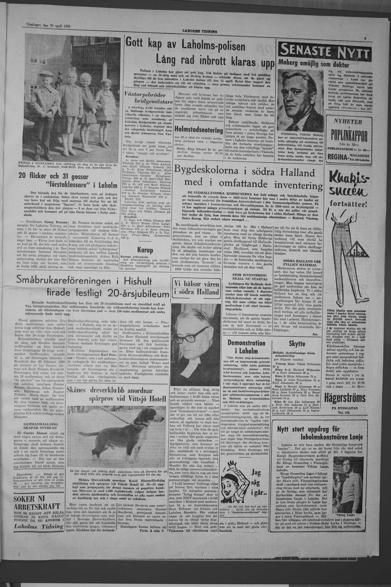 Laholms Tidning Onsdag 30 april 1958, sida 3