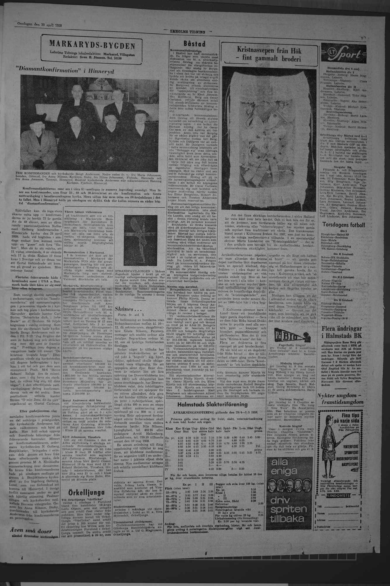 Laholms Tidning Onsdag 30 april 1958, sida 5