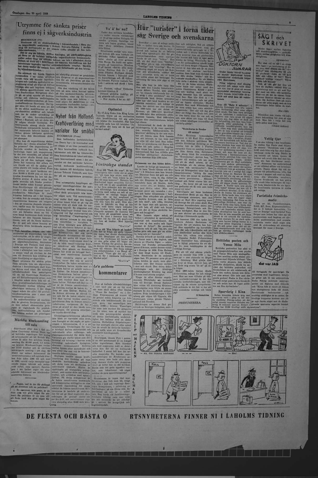 Laholms Tidning Onsdag 30 april 1958, sida 7