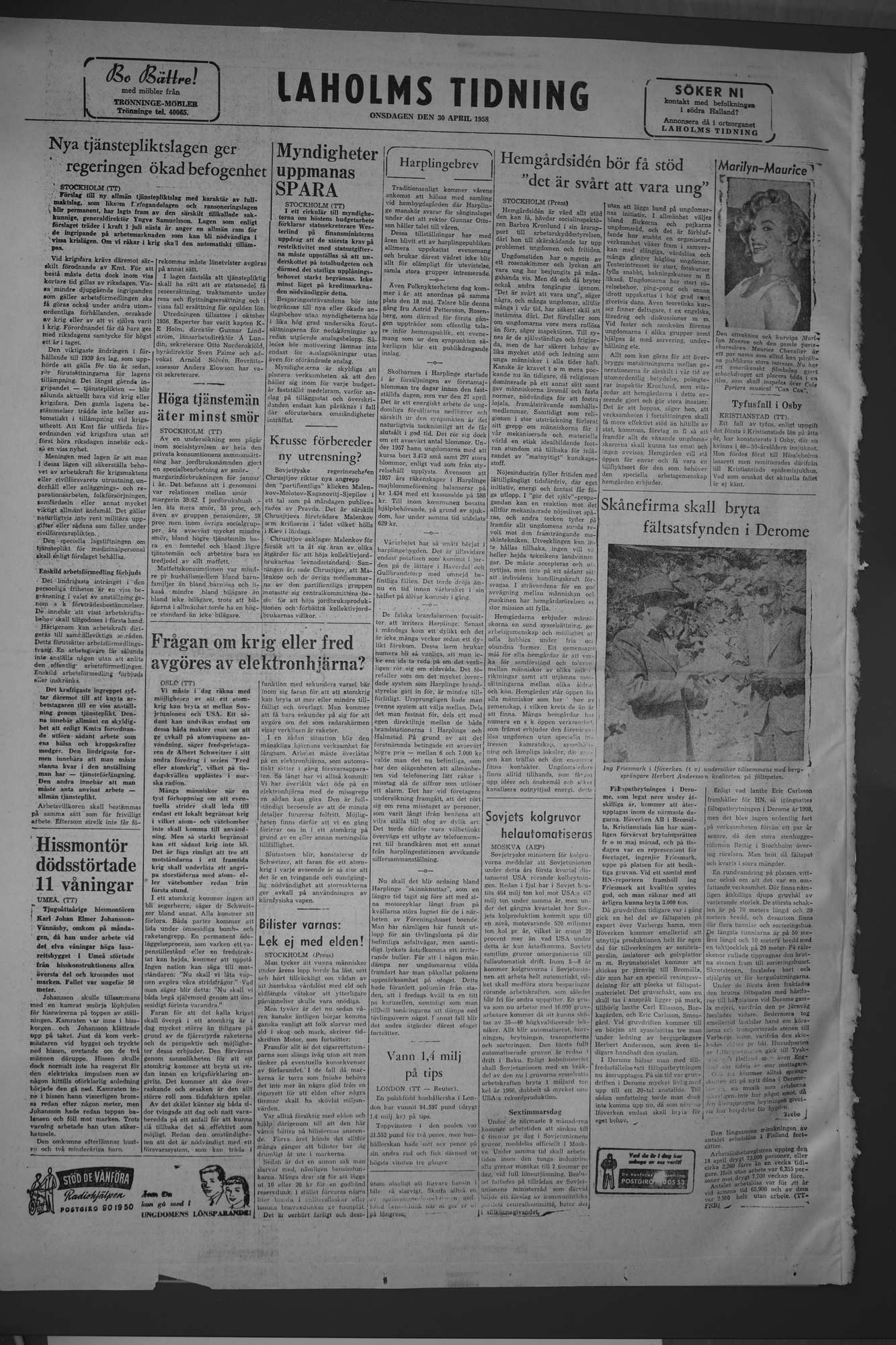 Laholms Tidning Onsdag 30 april 1958, sida 8