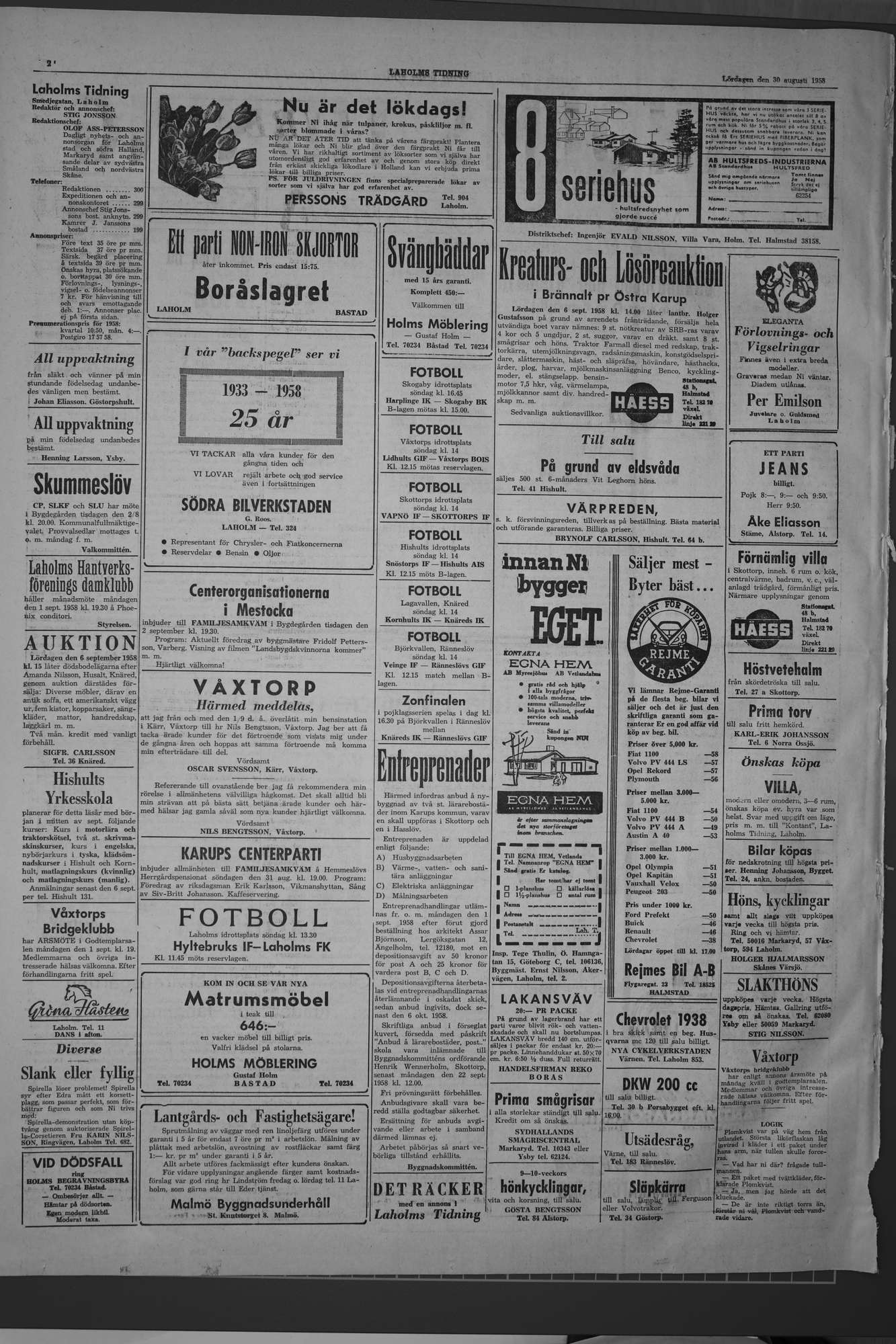 Laholms Tidning Lördag 30 augusti 1958, sida 2