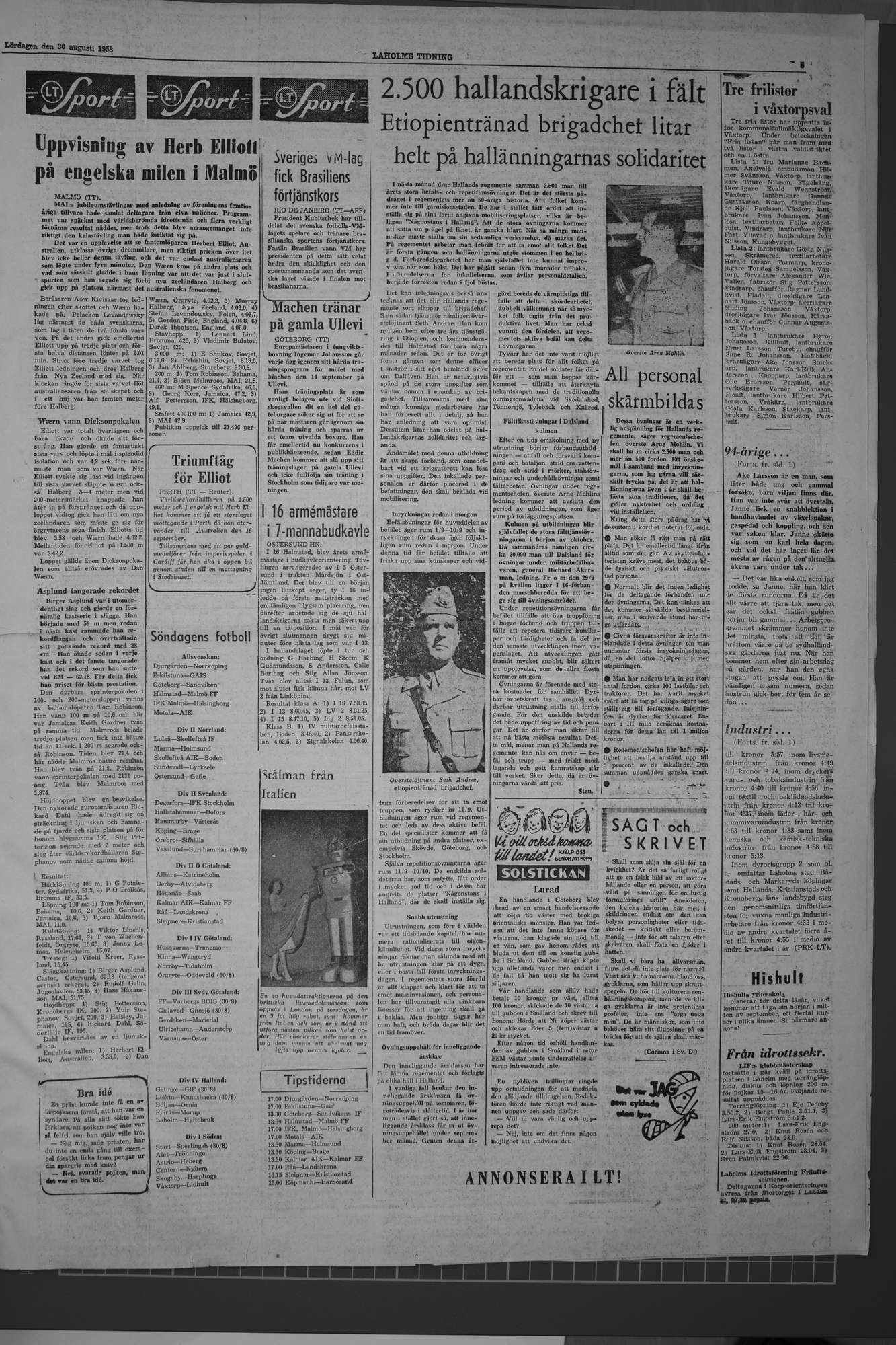 Laholms Tidning Lördag 30 augusti 1958, sida 5