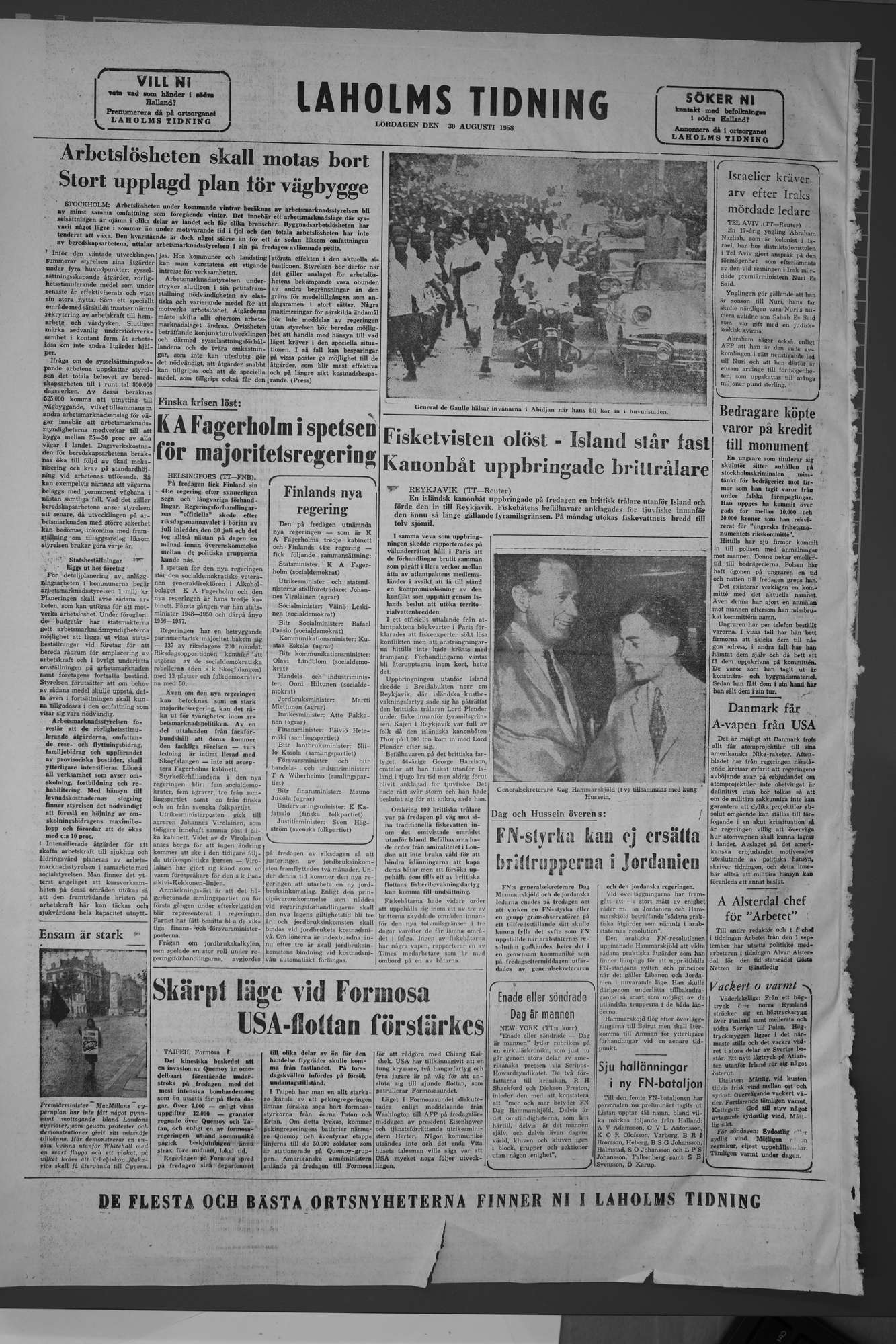 Laholms Tidning Lördag 30 augusti 1958, sida 8