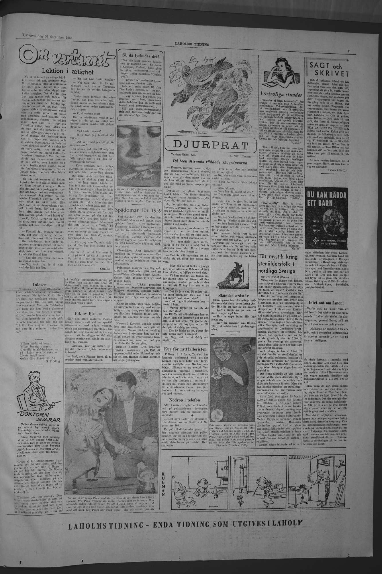 Laholms Tidning Tisdag 30 december 1958, sida 7