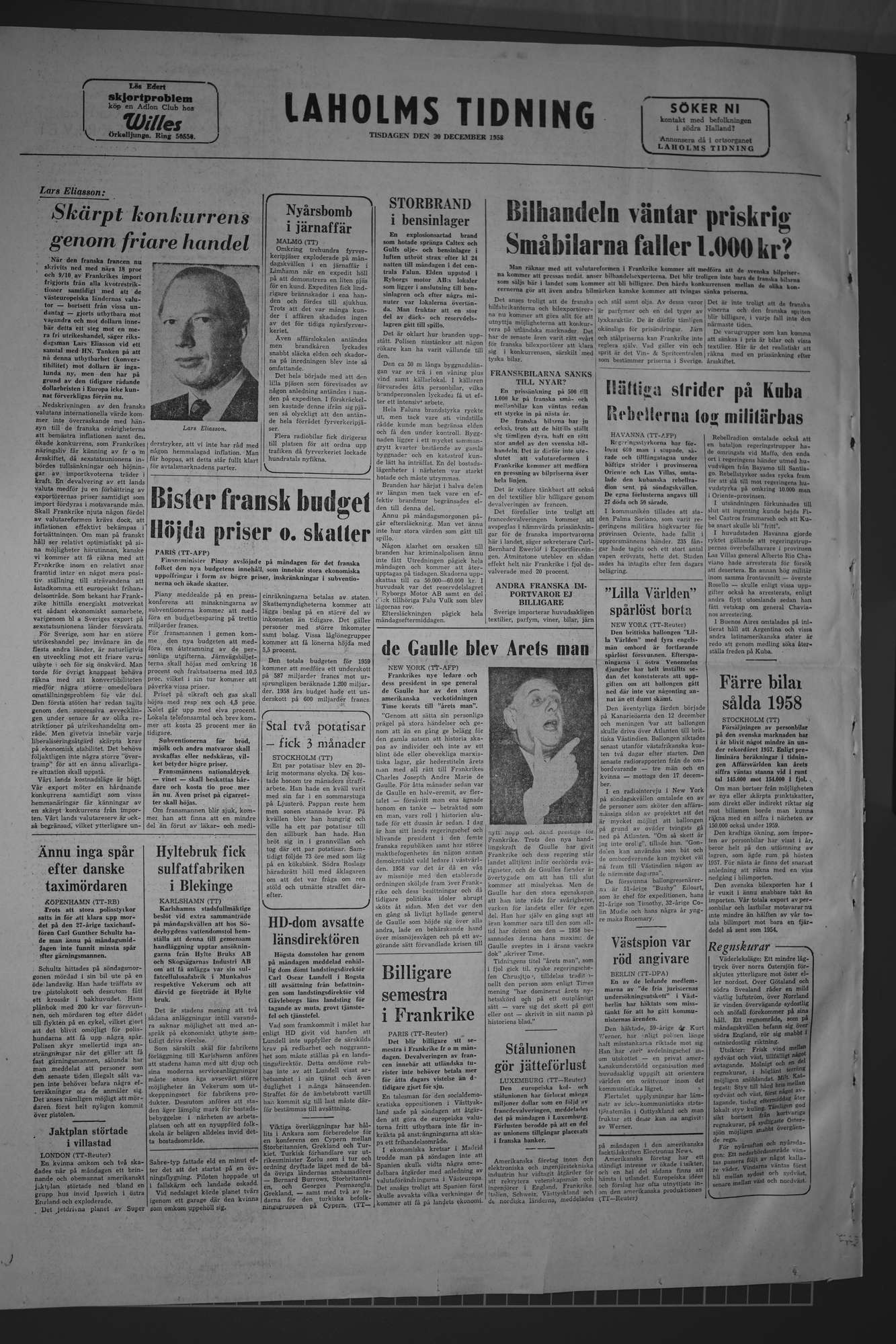 Laholms Tidning Tisdag 30 december 1958, sida 8