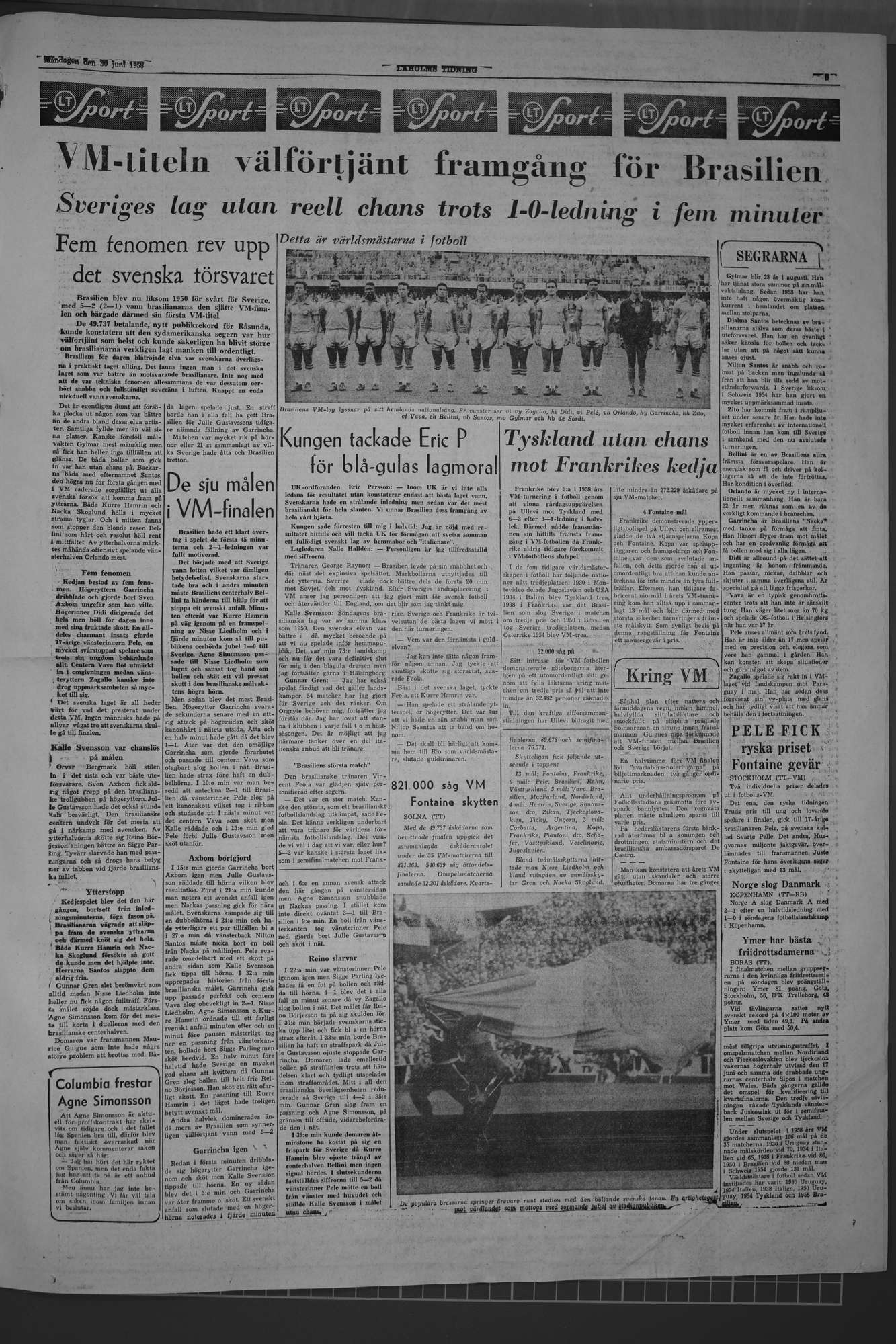 Laholms Tidning Måndag 30 juni 1958, sida 5