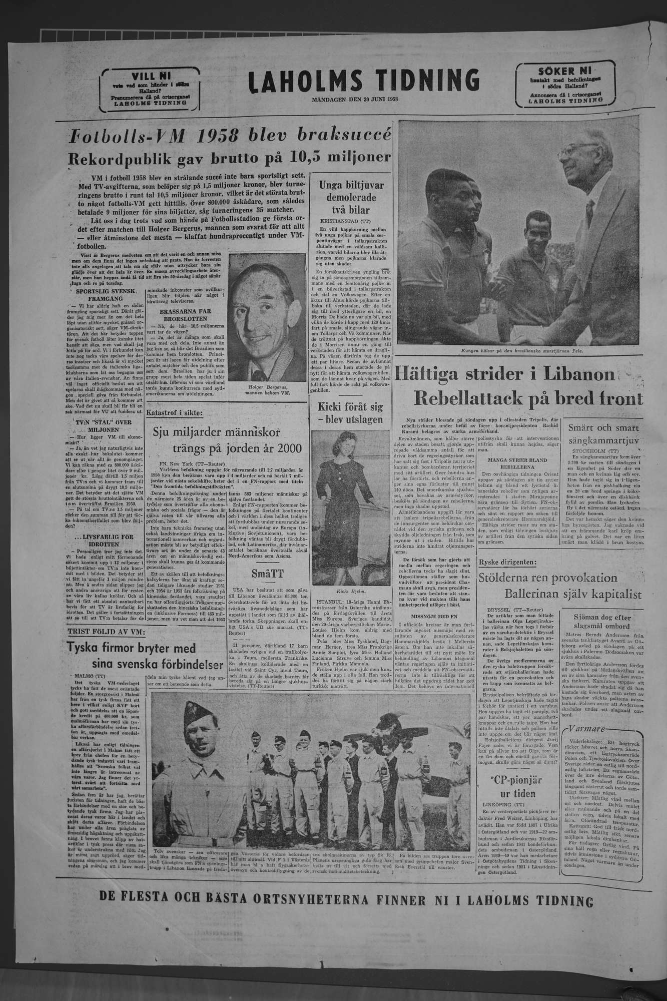 Laholms Tidning Måndag 30 juni 1958, sida 8