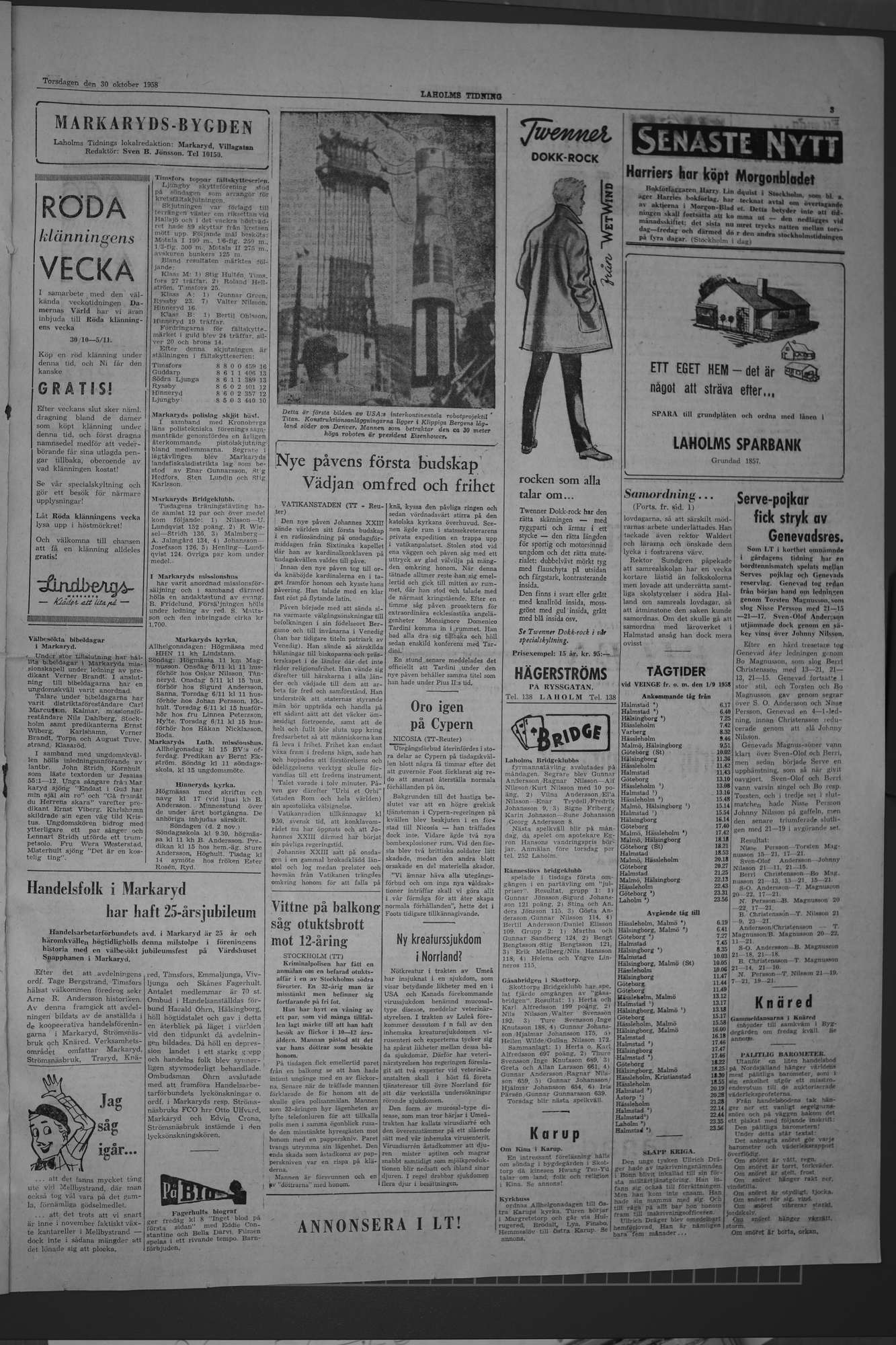 Laholms Tidning Torsdag 30 oktober 1958, sida 3