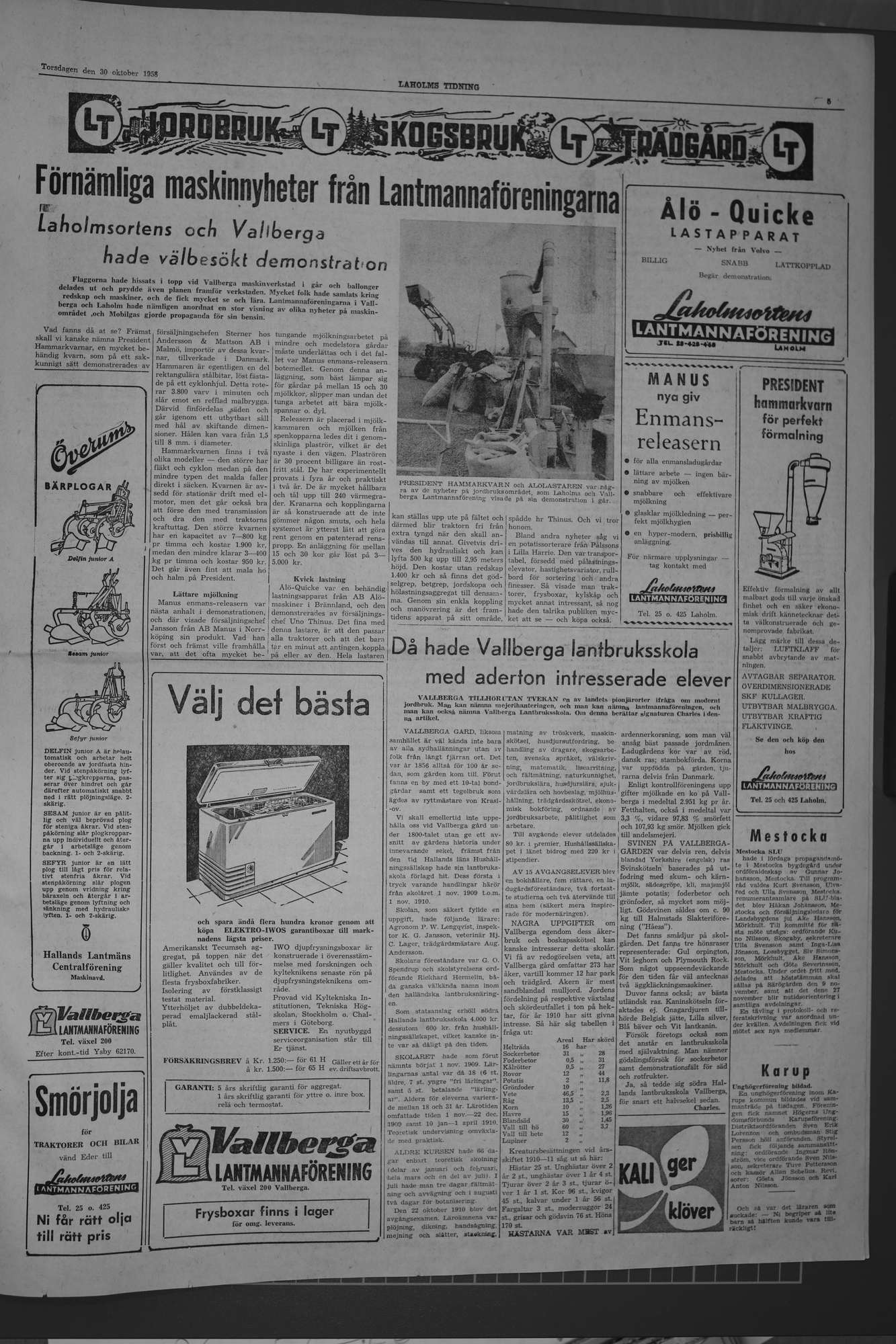 Laholms Tidning Torsdag 30 oktober 1958, sida 5